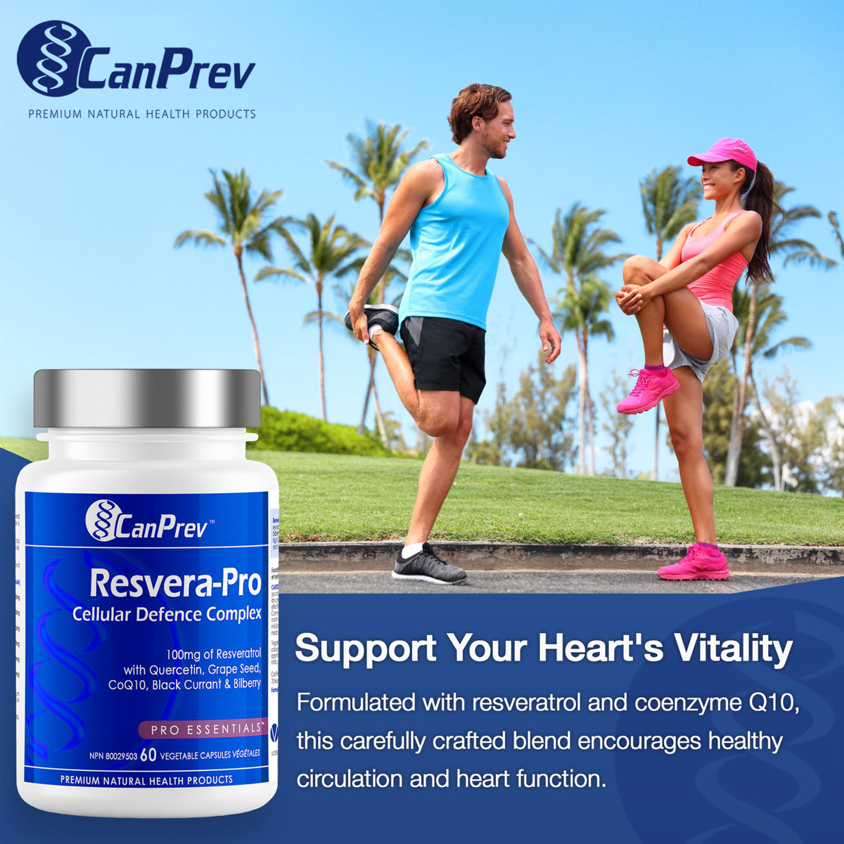 CanPrev Resvera Pro, 100mg Resveratrol, 60 Veg Capsules, 30-60 Day Supply