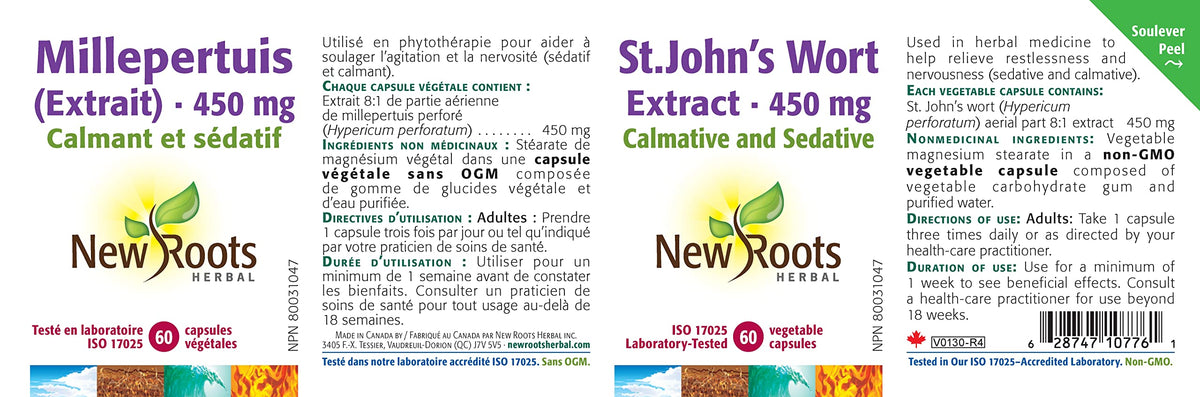 New Roots Herbal Hypericum Perforatum 8:1 Extract, 450 mg, 60 Capsules