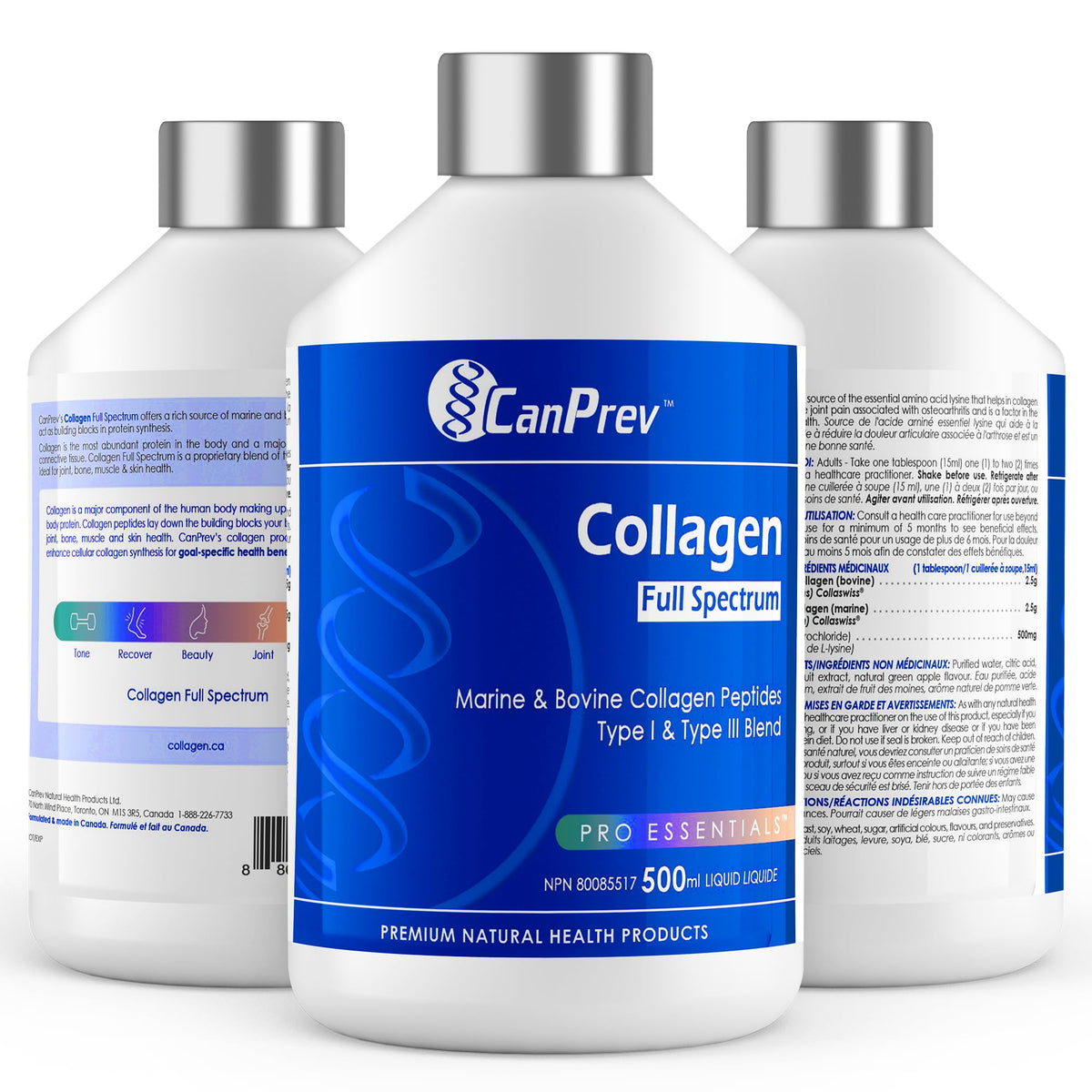 CanPrev Liquid Collagen, Marine & Bovine, Unflavoured, 500 ml, 33 Servings