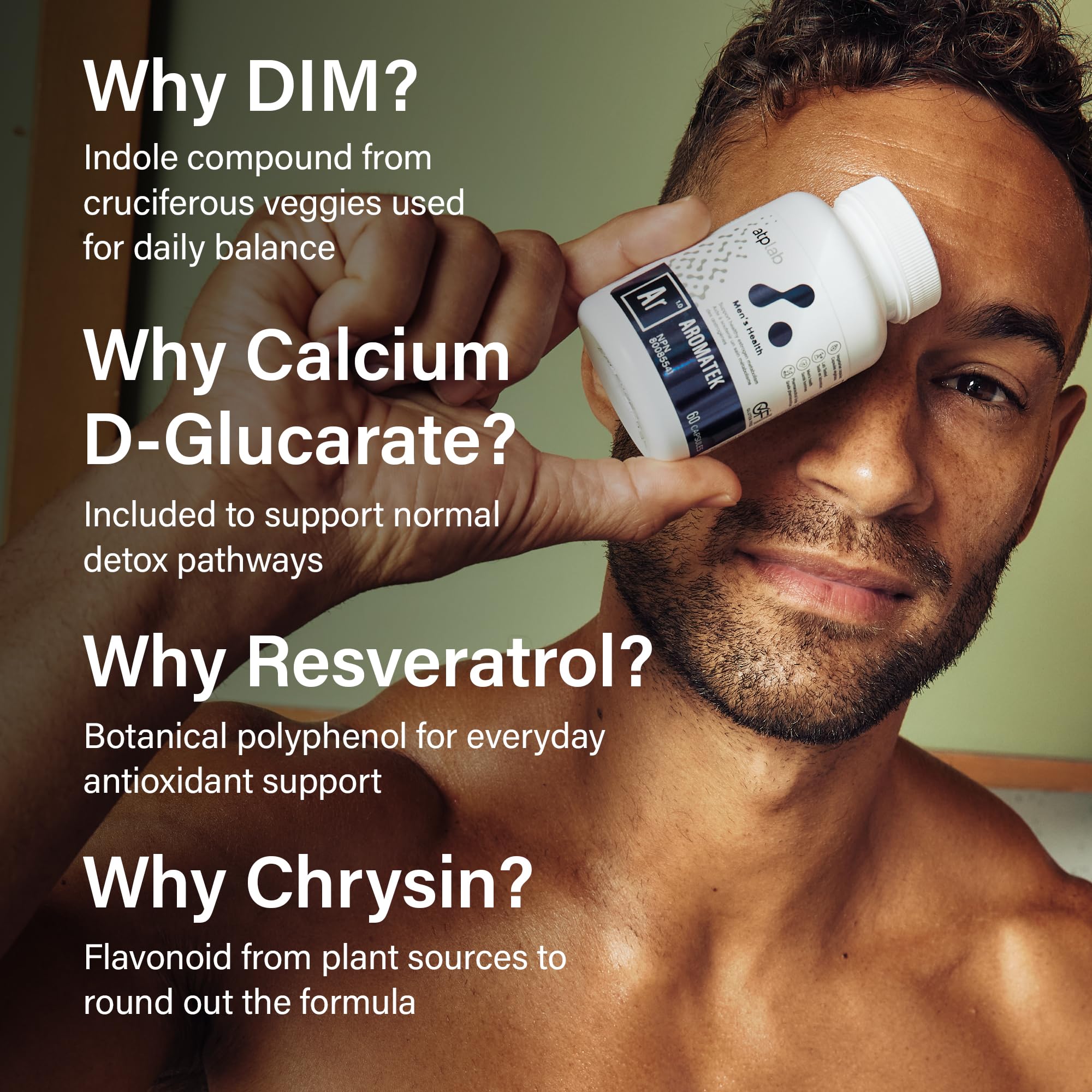 ATP LAB - Aromatek 60 gélules - Cure de 30 jours - Supplément d'œstrogènes pour la santé masculine - Équilibre hormonal des œstrogènes, stimulant masculin et supplément d'antioxydants pour hommes - Formulé et fabriqué au Canada