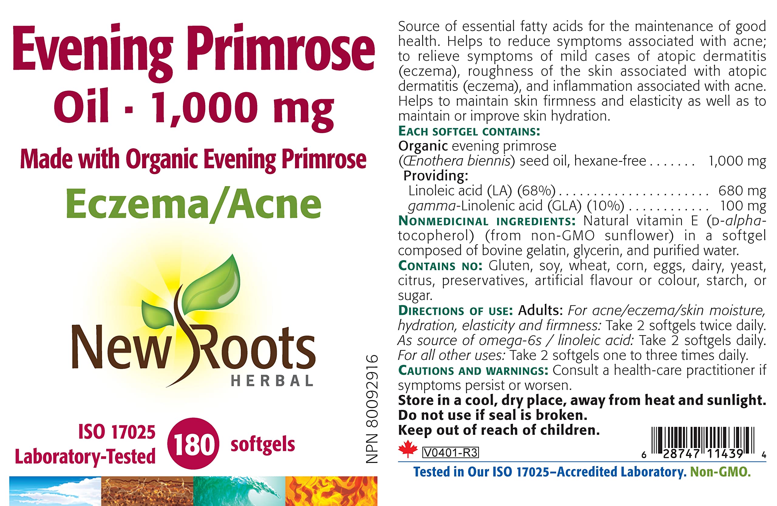 New Roots Herbal - Huile d'onagre 1 000 mg