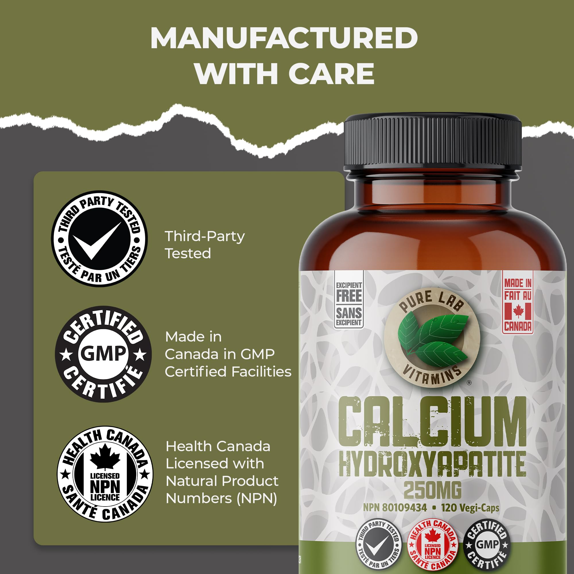 Pure Lab Vitamins Hydroxyapatite de Calcium - 120 Gélules Végétales