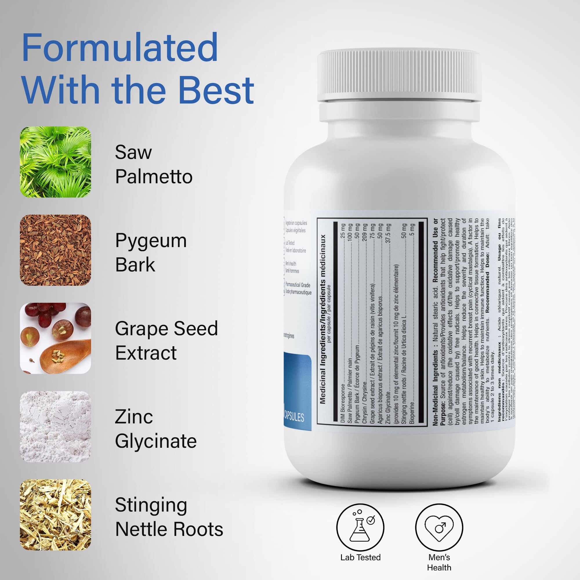 ATP LAB - Aromatek 60 gélules - Cure de 30 jours - Supplément d'œstrogènes pour la santé masculine - Équilibre hormonal des œstrogènes, stimulant masculin et supplément d'antioxydants pour hommes - Formulé et fabriqué au Canada