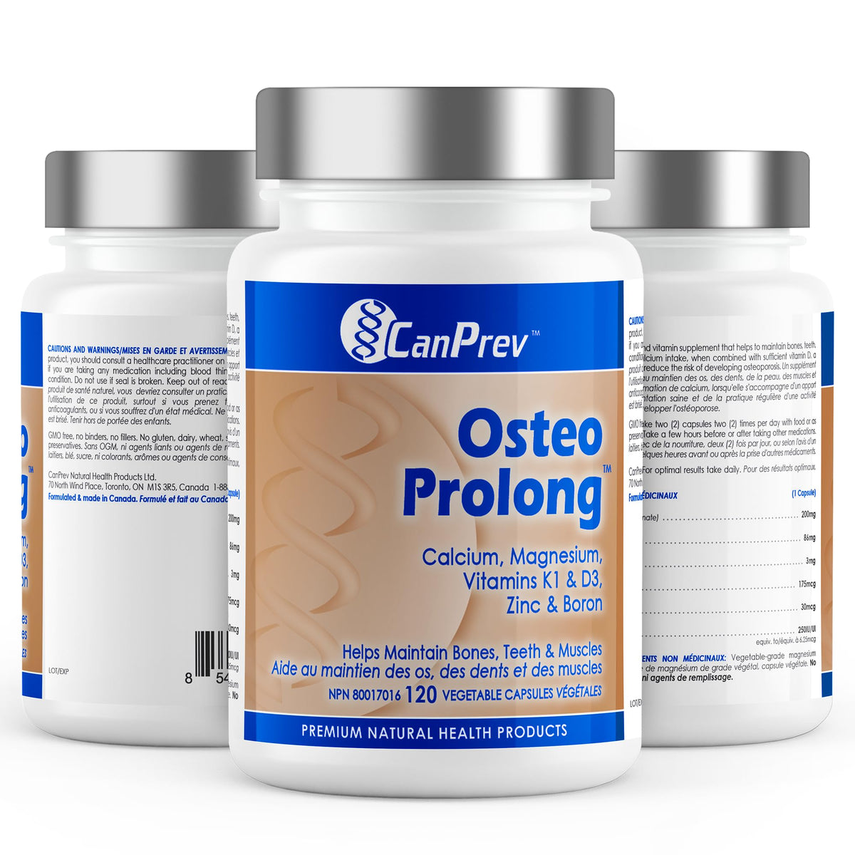 CanPrev Osteo Prolong Capsules, Calcium Magnesium Zinc Vitamin D3, 120 Caps