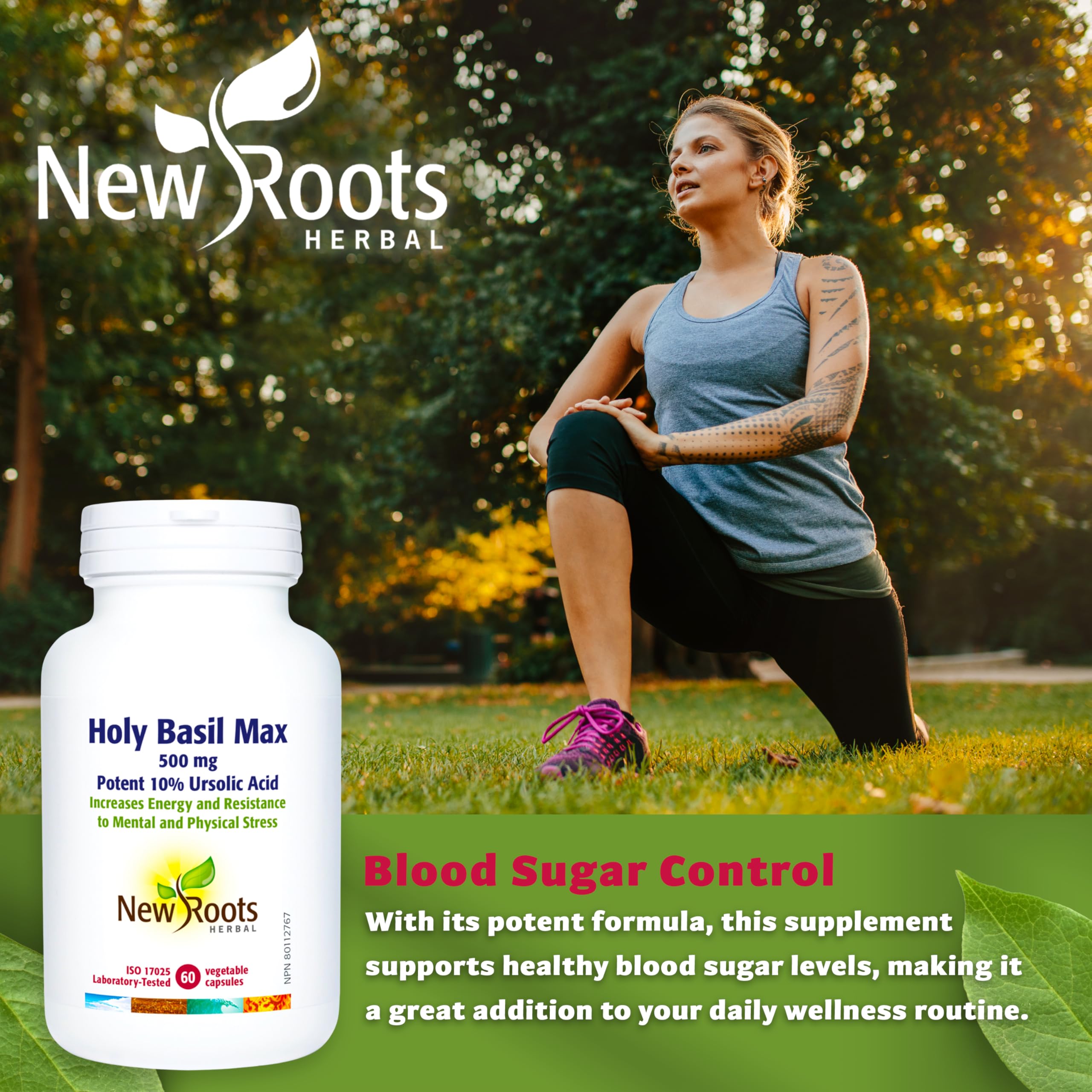 New Roots Herbal - Holy Basil Leaf Extract with Ursolic Acid 500mg 60 Caps 30-Day Supply - Healthy Supplement for Joint Support and Cholesterol Management - Organic Tulsi Capsules for Overall Wellness