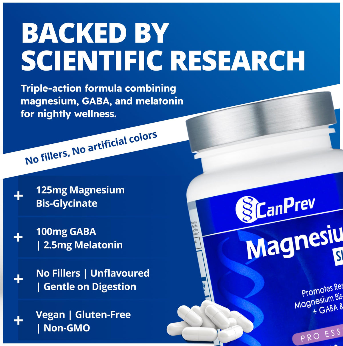 CanPrev Magnesium Bisglycinate Sleep Caps, GABA & Melatonin, 120 Day Supply