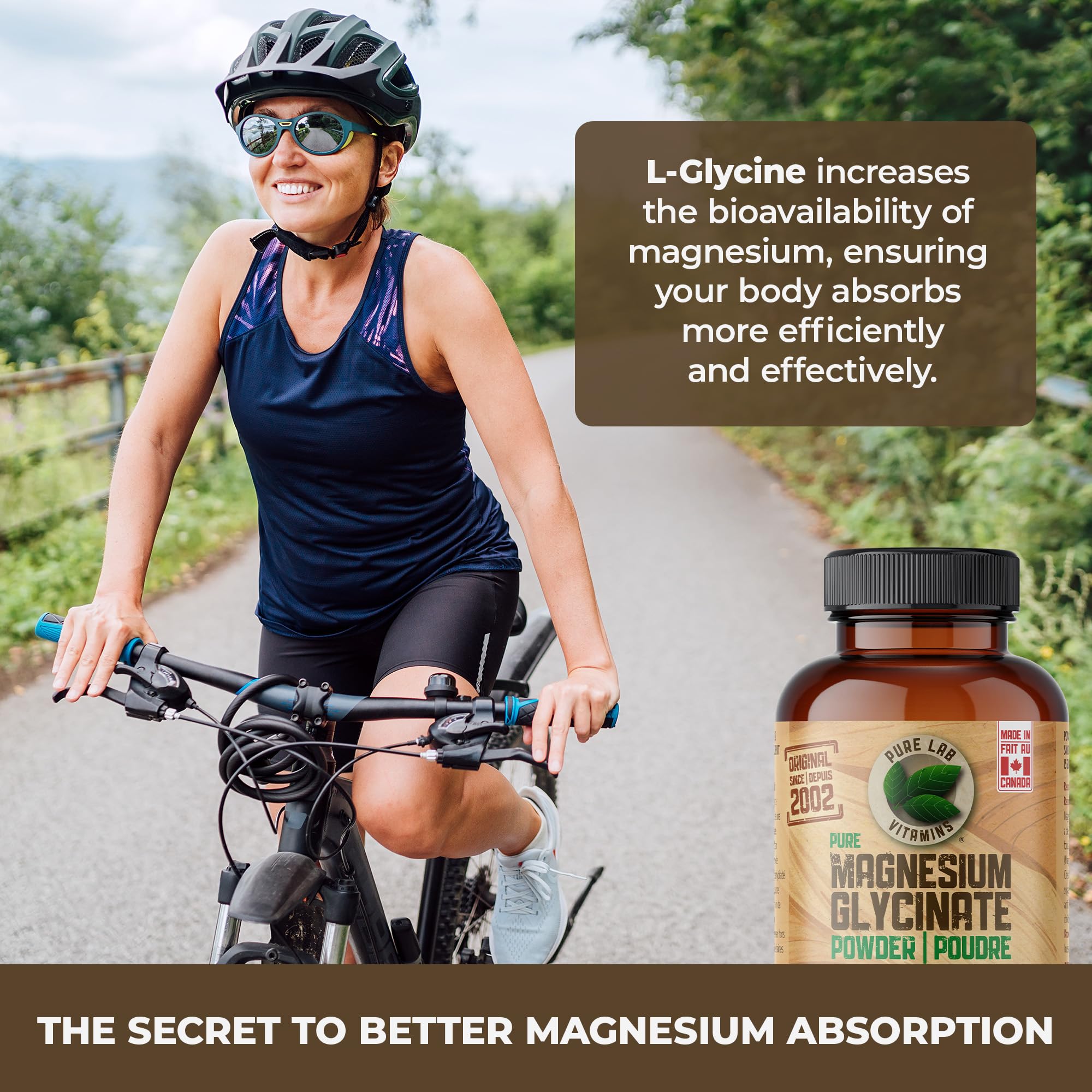 Pure Lab Vitamins Magnésium Glycinate Poudre 200g Pot | 165 mg par mesurette