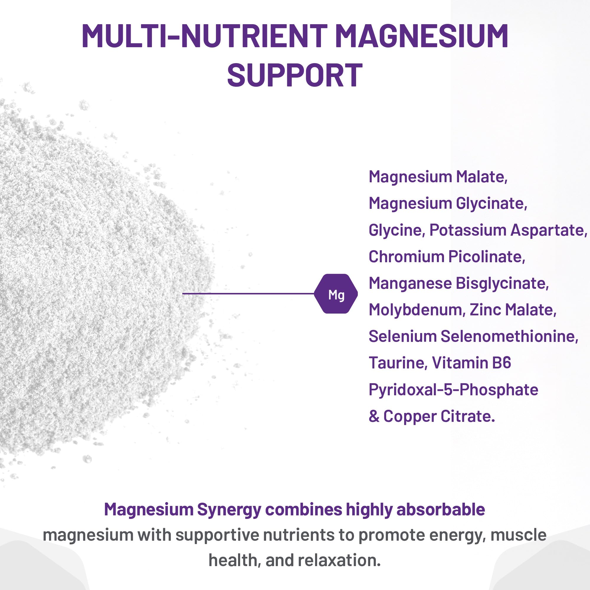 AOR Magnésium Synergy Poudre 208g 30 portions - Supplément de Magnésium Végétalien pour Hommes et Femmes - Soutient la Santé des Os, un Sommeil Réparateur et la Relaxation Musculaire - Facile à mélanger, Goût Citron sans Sucre, sans Gluten