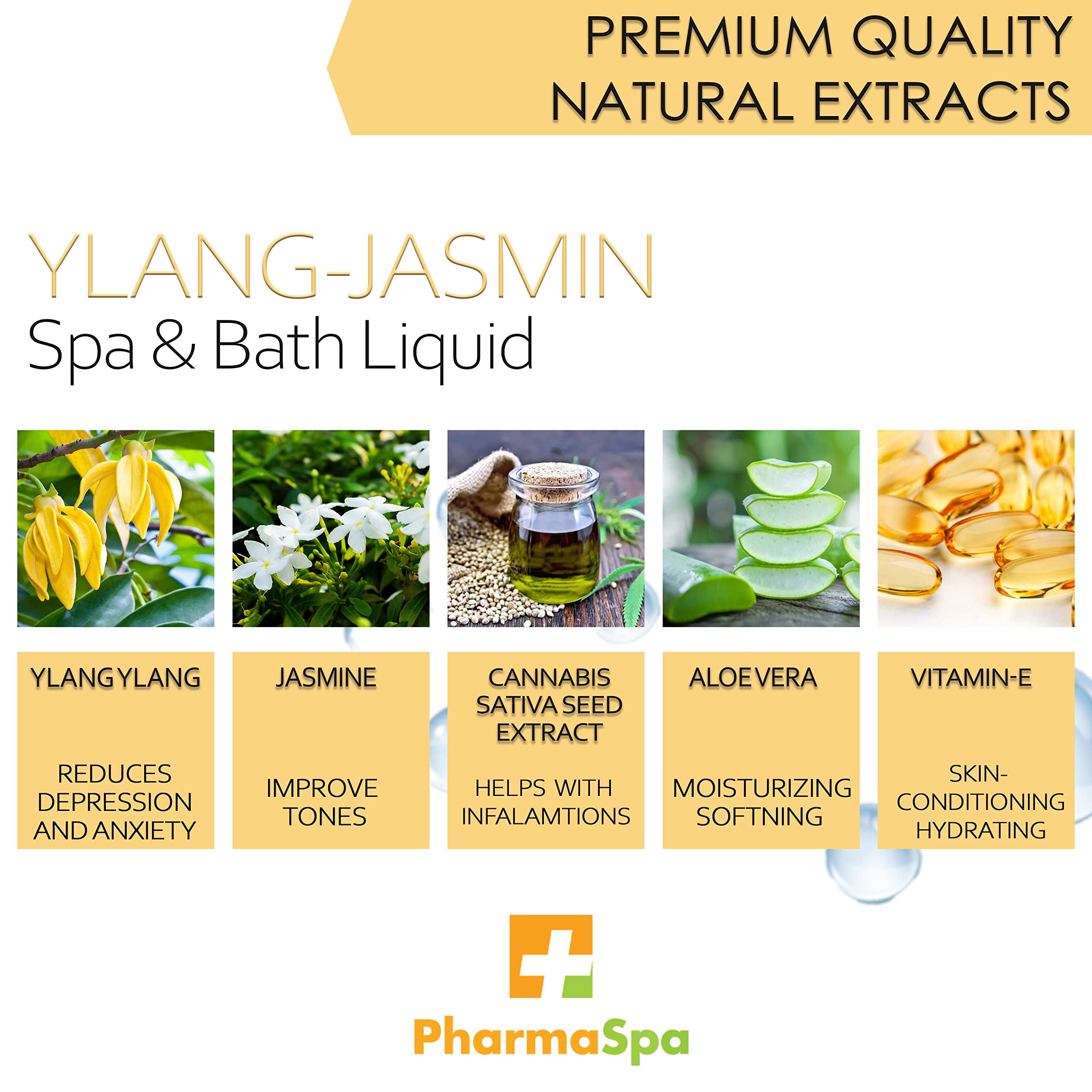 Liquide pour Spa et Bain aux Graines de Chanvre et Extraits Entièrement Naturels – 237 ml/8 fl oz – Liquide d'Aromathérapie pour Baignoire Spa – Sans Gluten, Sans Parabènes, Non Testé sur les Animaux