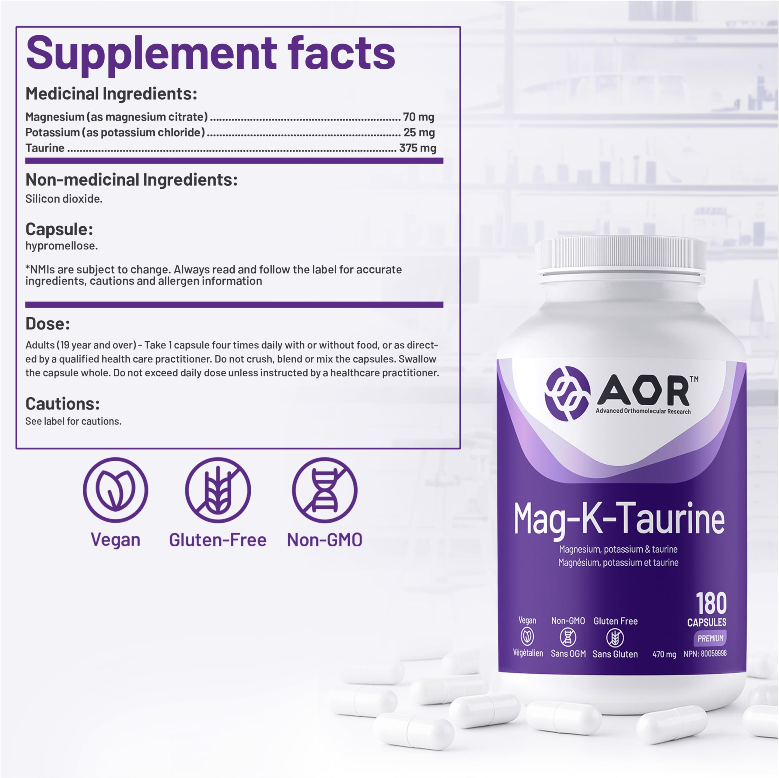 AOR Mag-K-Taurine 470 mg