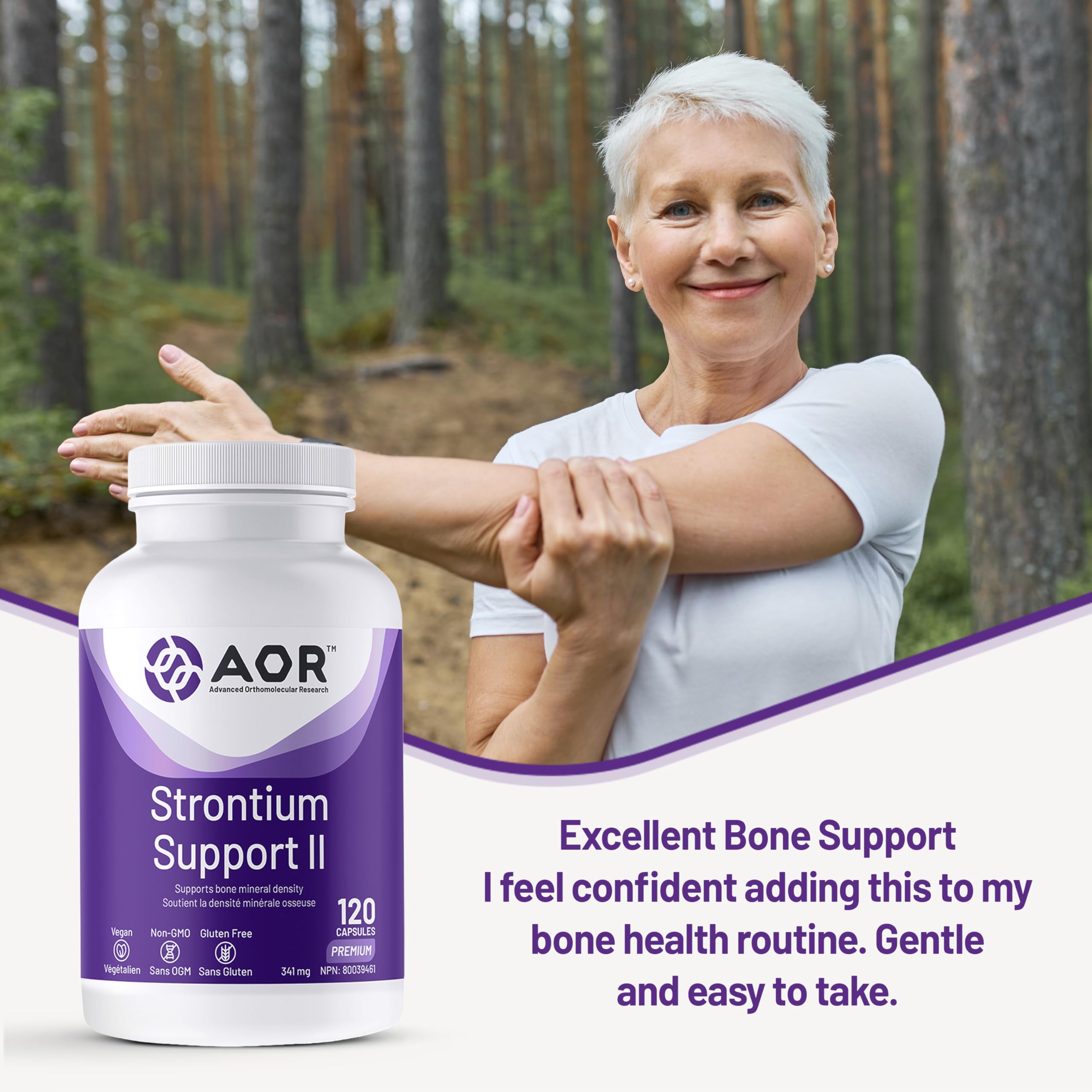 AOR - Strontium Support II 341 mg, 60 gélules - Supplément pour la guérison des fractures osseuses - Le Strontium renforce la solidité des os - Supplément de strontium - Supplément pour la santé osseuse - Citrate de strontium