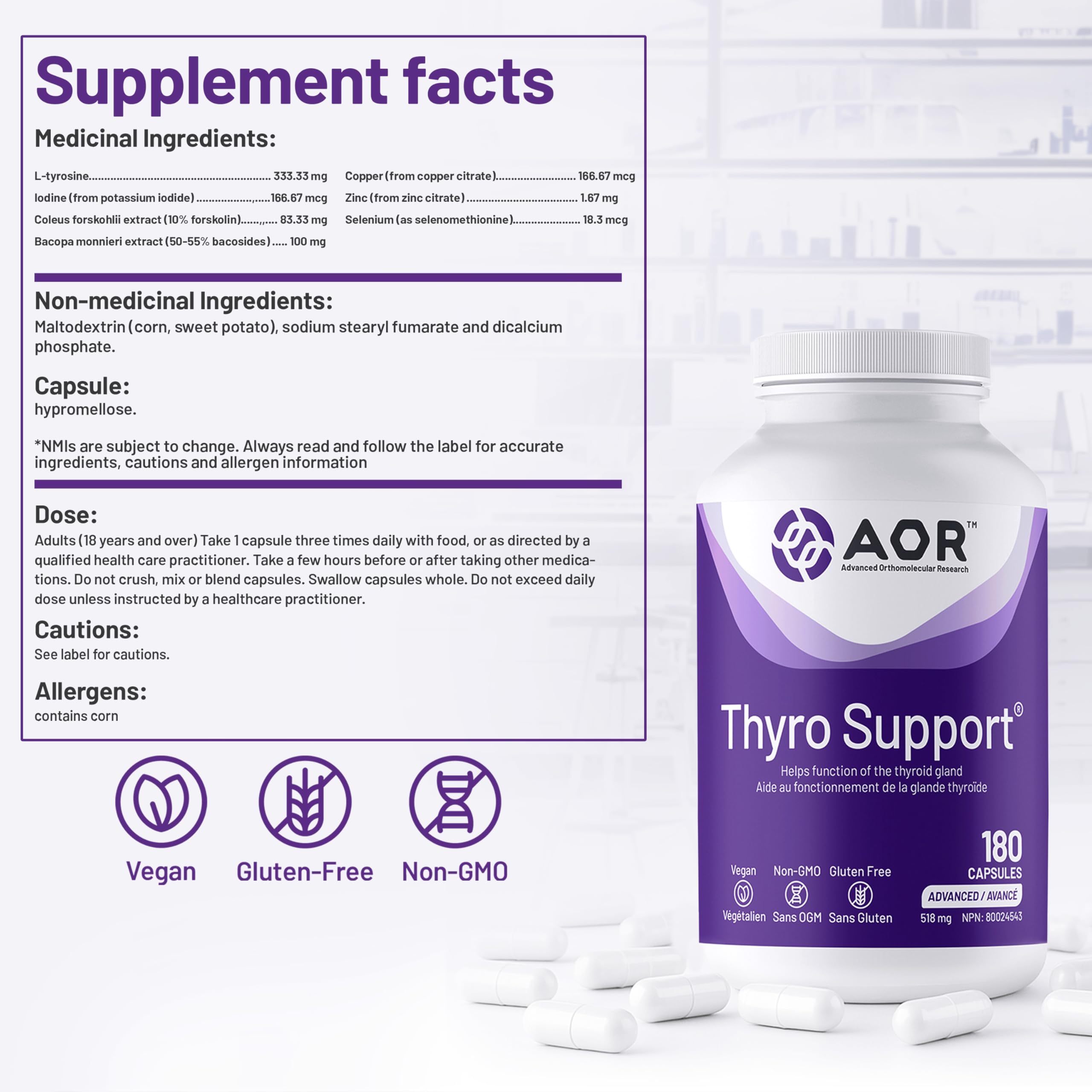 AOR - Thyro Support - 90 gélules - Soutien de la fonction thyroïdienne