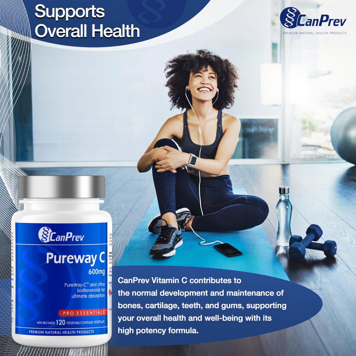 CanPrev Pureway C, Vitamin C Capsules, 600mg, 120 Capsules, 120 Day Supply