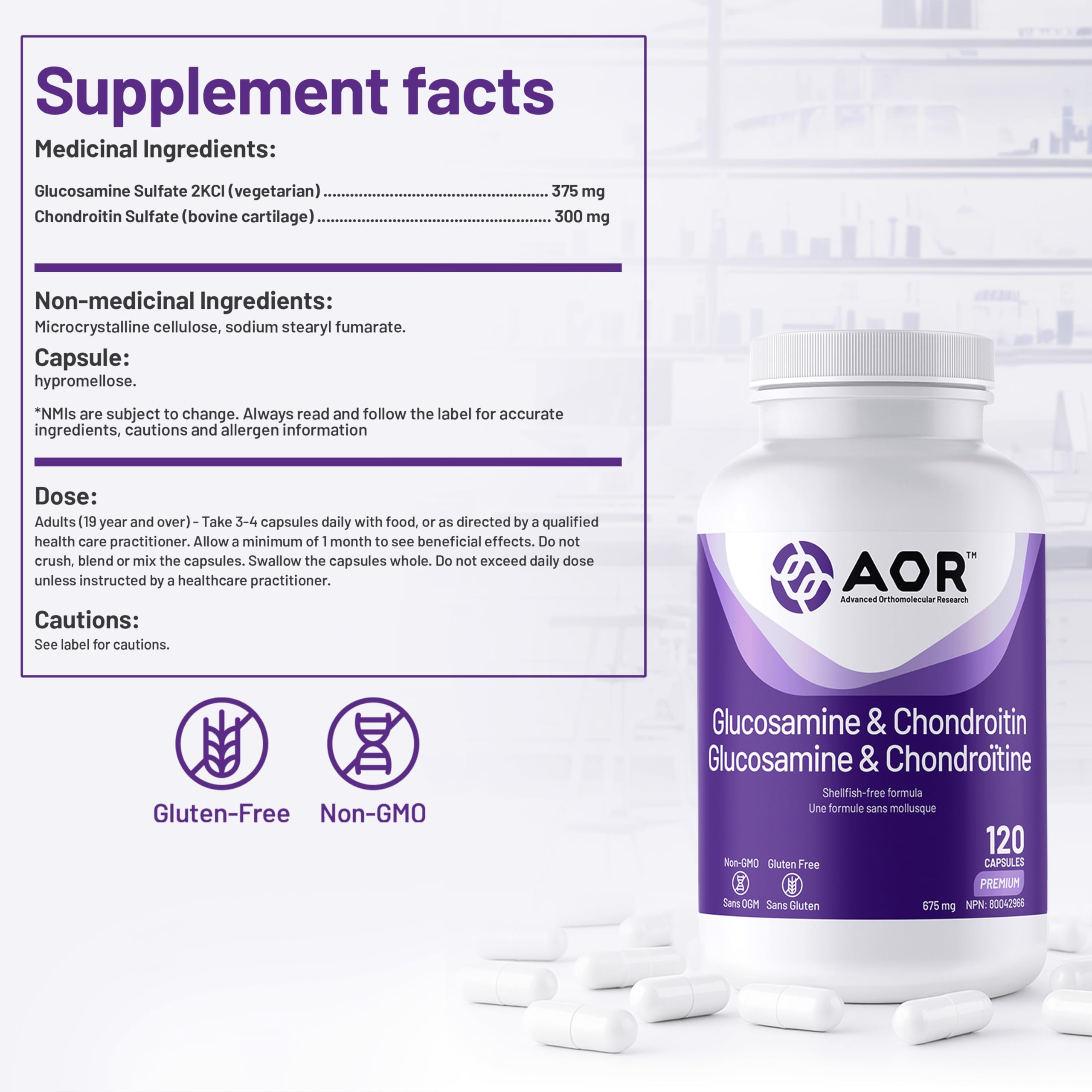 AOR Capsules de Glucosamine et Chondroïtine