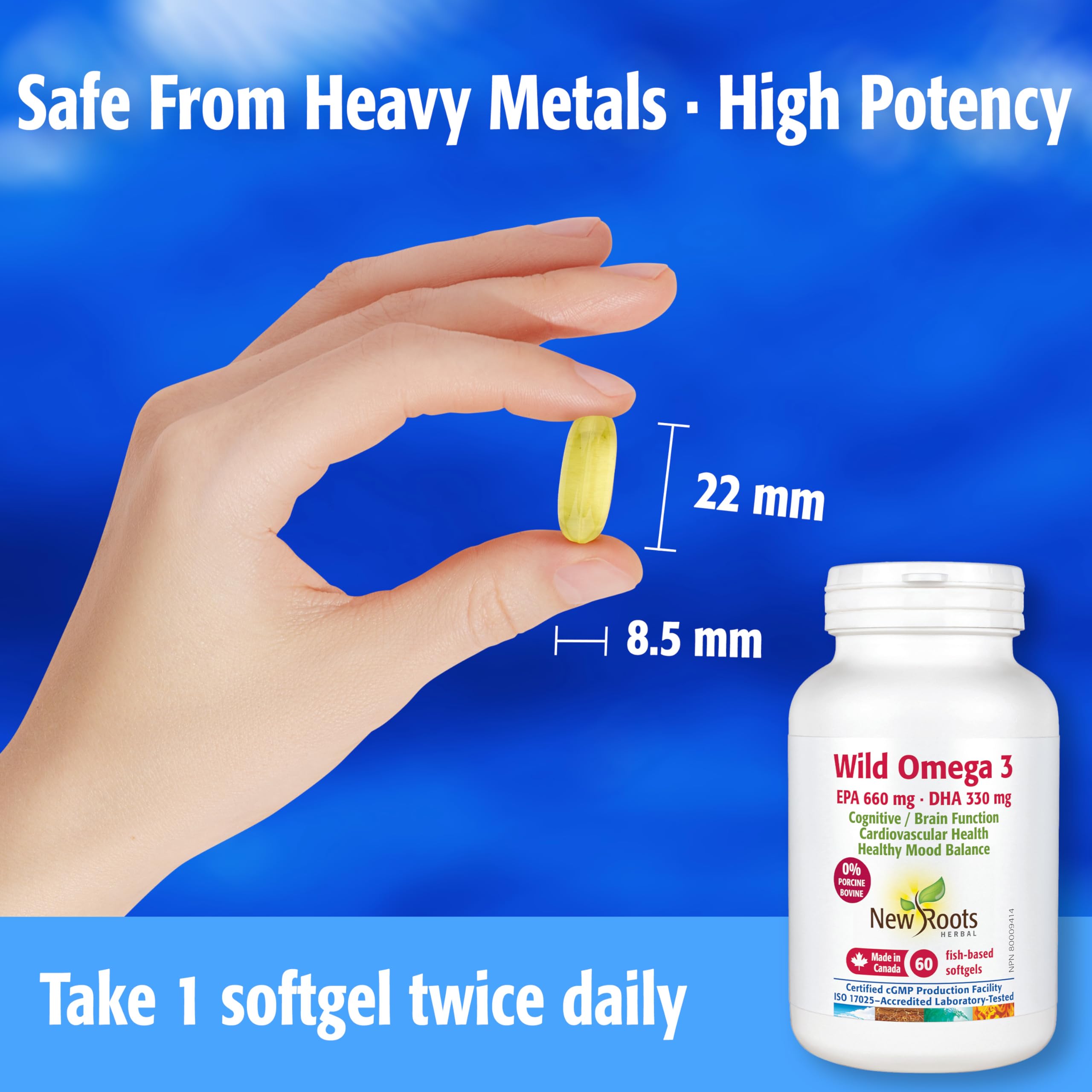 New Roots Herbal - Oméga-3 Sauvage AEP 660mg - ADH 330mg