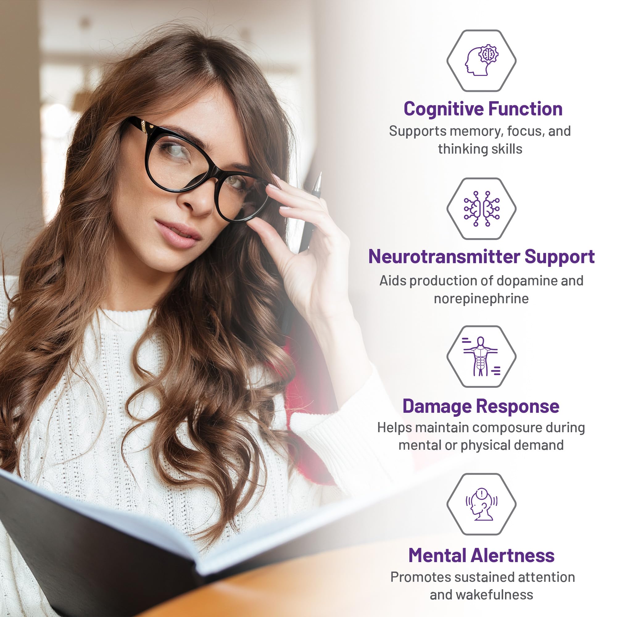 AOR L-Tyrosine 600mg 180 Capsules 30-Day Supply - Vegan, Non-GMO, Gluten-Free - L-Tyrosine Supplement to Support Brain Function, Promote Focus, Mental Clarity, Cognitive Performance and Restful Sleep
