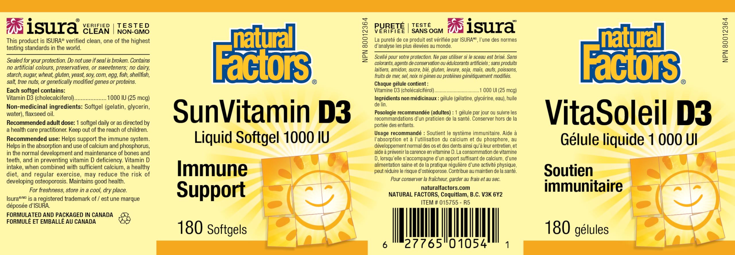 Natural Factors Vitamin D3 1000 IU, Softgels, Immune Support