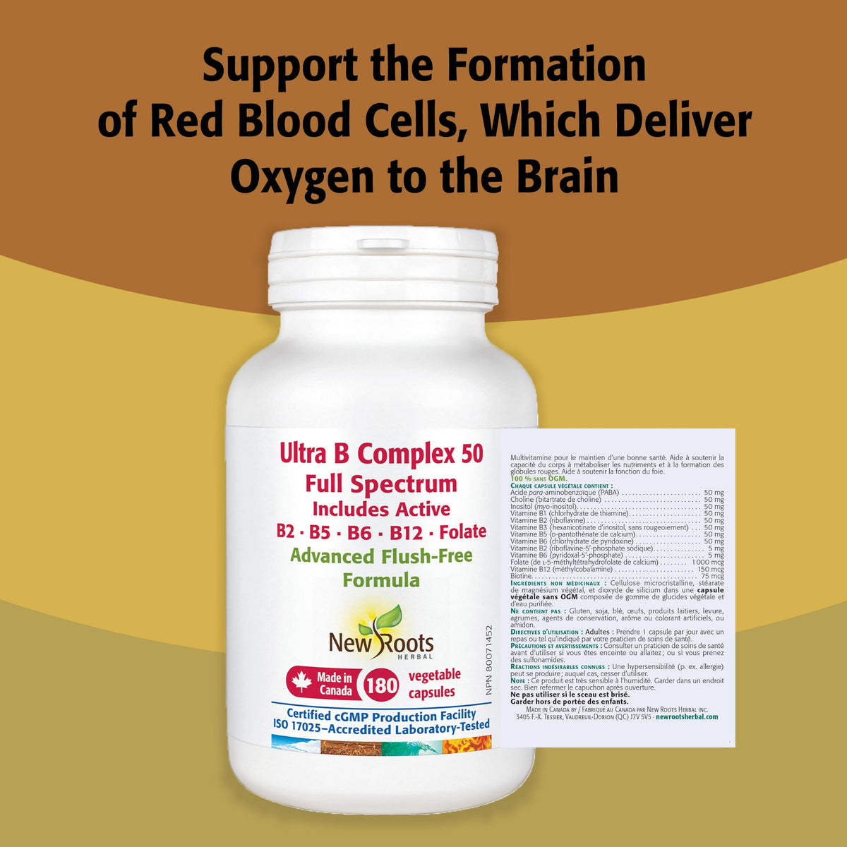 New Roots Herbal Ultra B Complex, Flush Free, 180 Capsules, 180 Day Supply