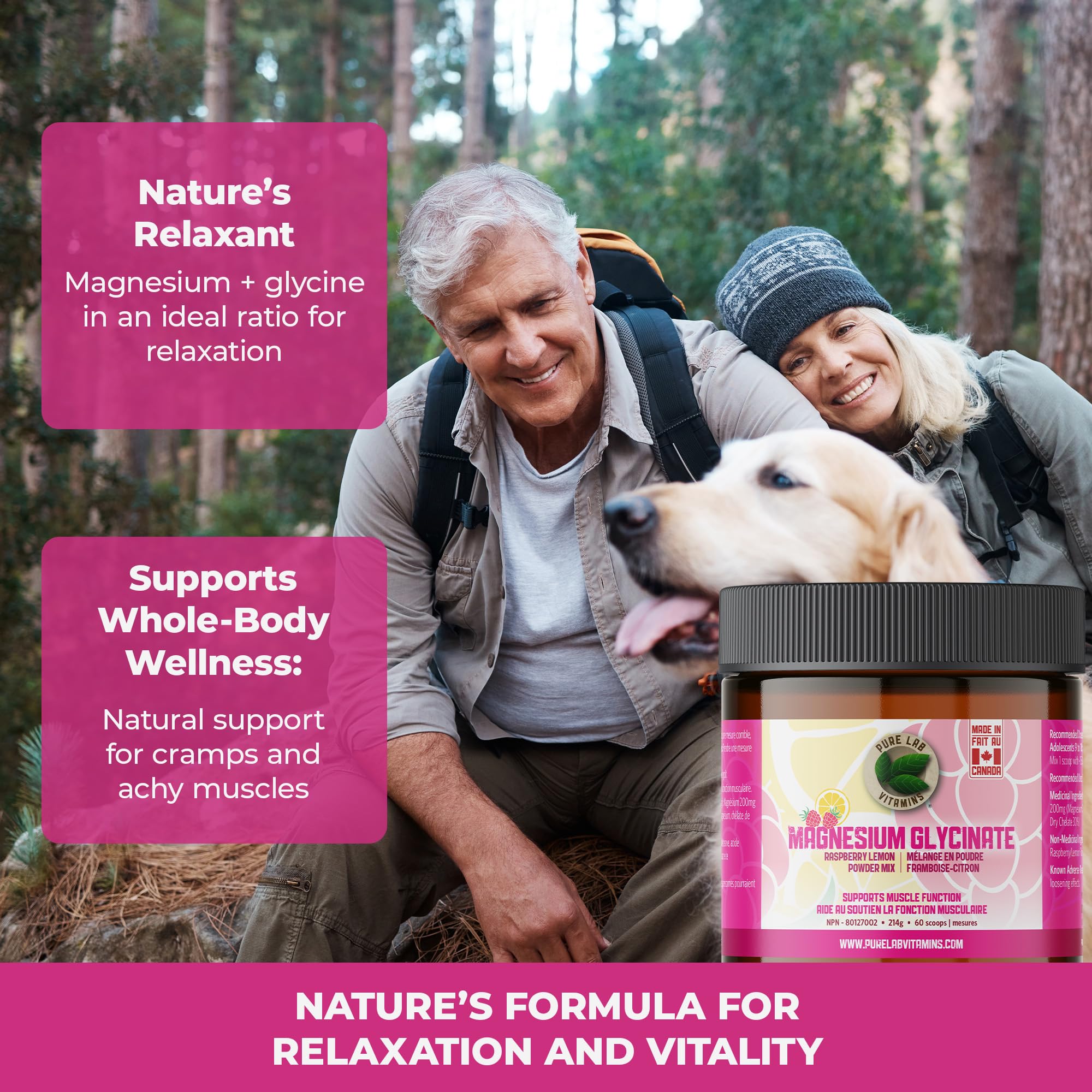Pure Lab Vitamins Mélange en poudre de glycinate de magnésium framboise-citron