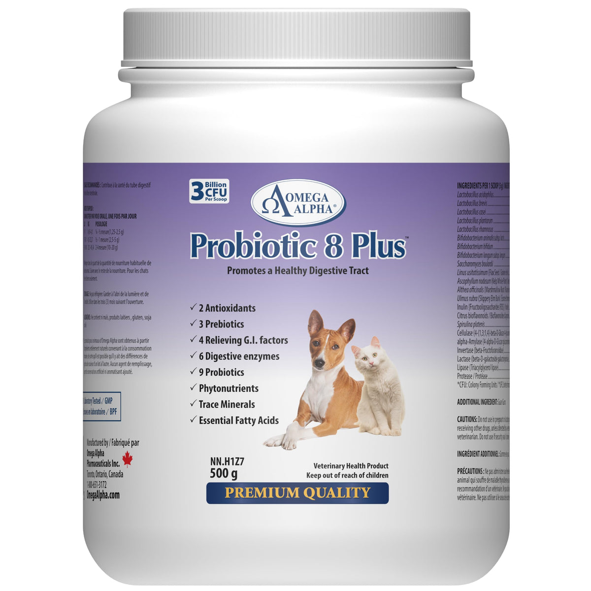 Omega Alpha Probiotic 8 Plus Dog Probiotics Powder, 2.4B CFU, 500g