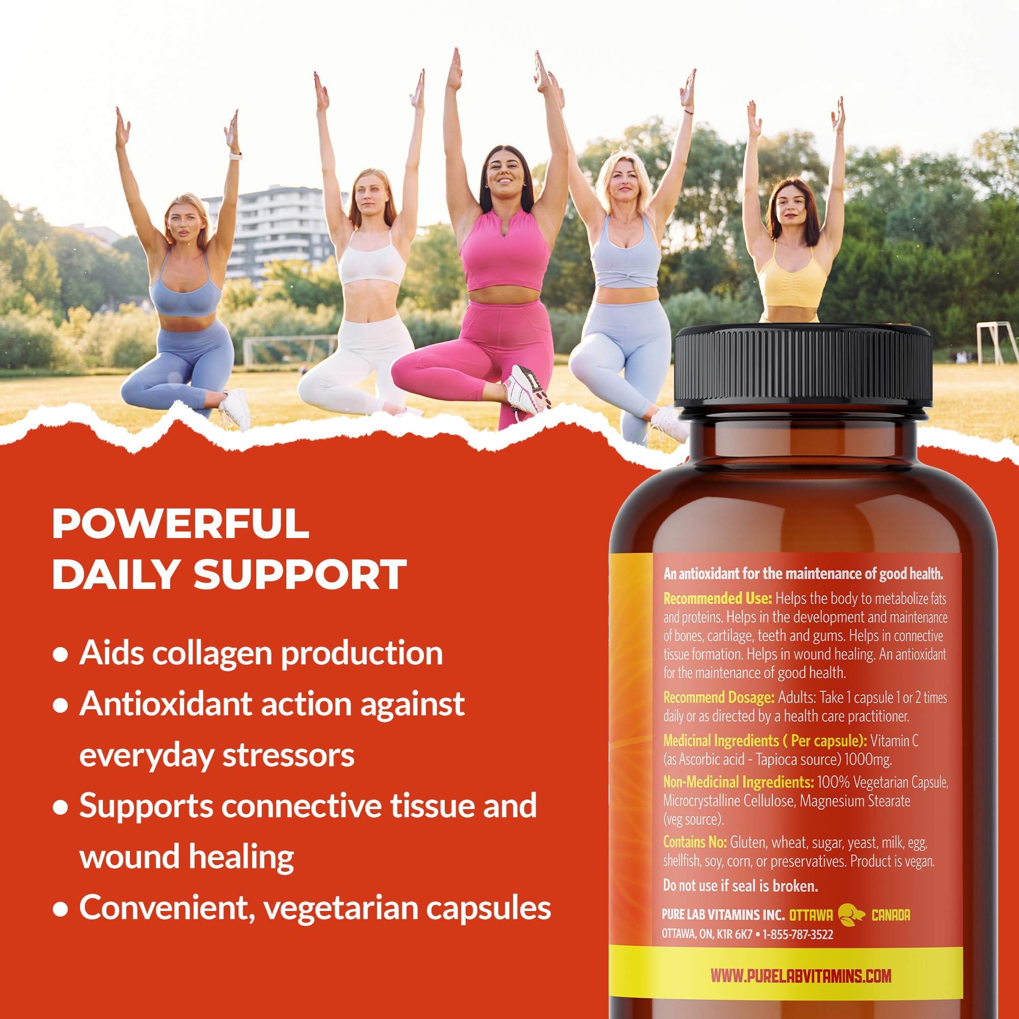 Pure Lab Vitamins - Vitamine C 1000 mg sans maïs - 120 gélules végétales