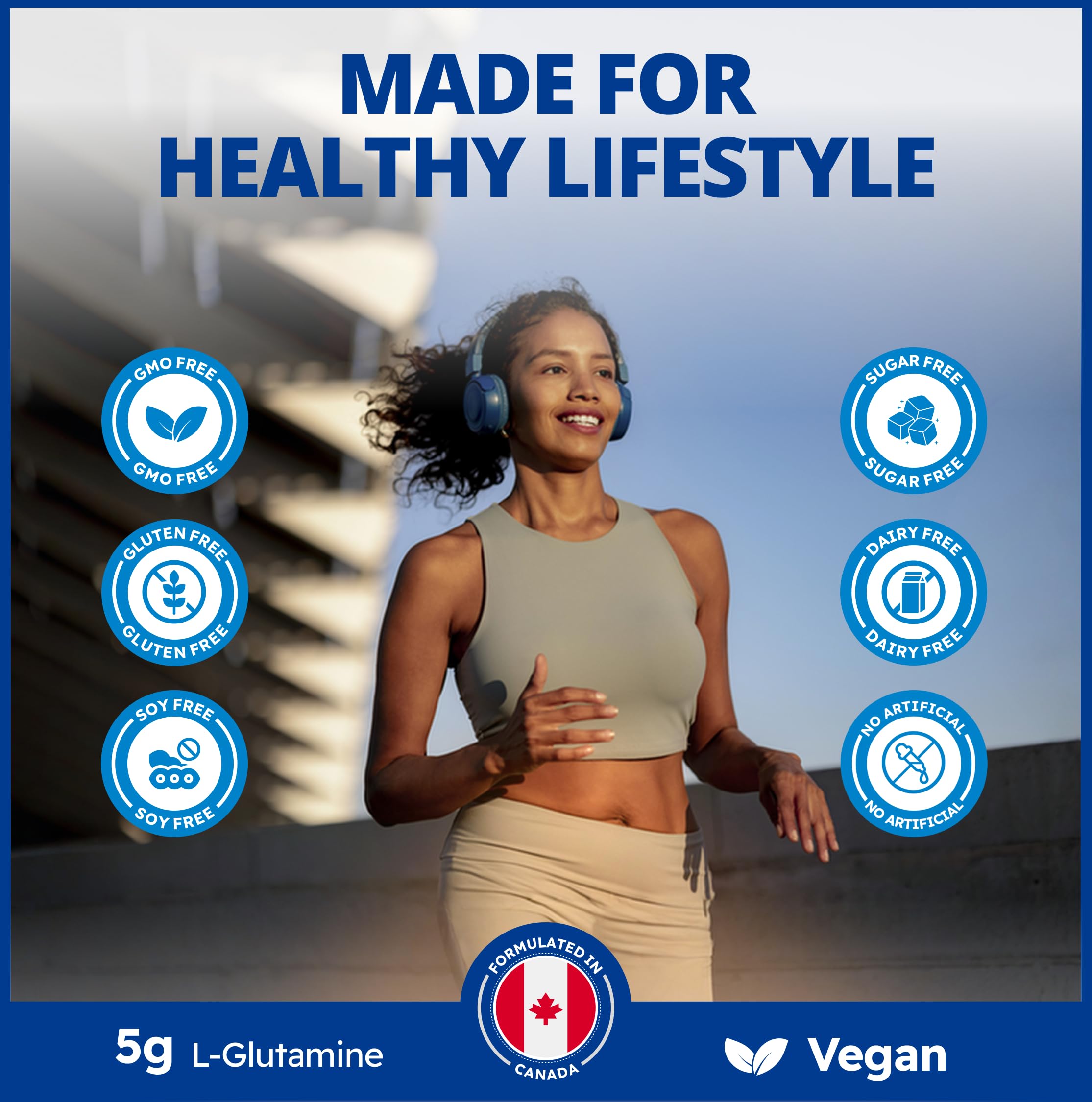 CanPrev L-Glutamine Acide Aminé Végétalien, 450g Poudre 90 Portions - Sans OGM et Sans Gluten - Supplément de Poudre de L-Glutamine pour Modes de Vie Actifs, Soin Musculaire Post-Exercice et Bien-Être Général, Non Aromatisé