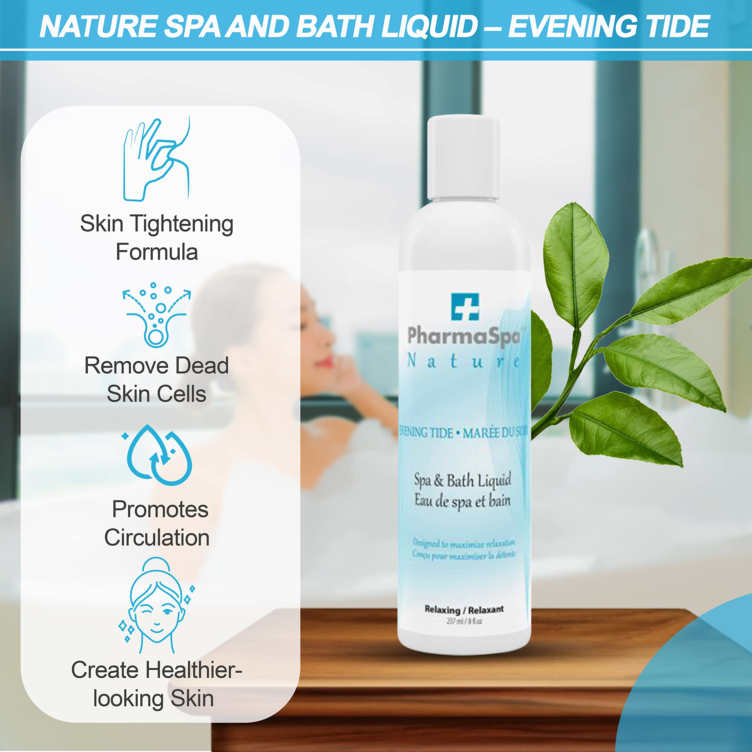 Pharmaspa Nature : Liquide pour spa et bain avec extraits entièrement naturels - 237 g/8 fl oz – Liquide d'aromathérapie pour spa – Sans gluten, sans parabènes, non testé sur les animaux