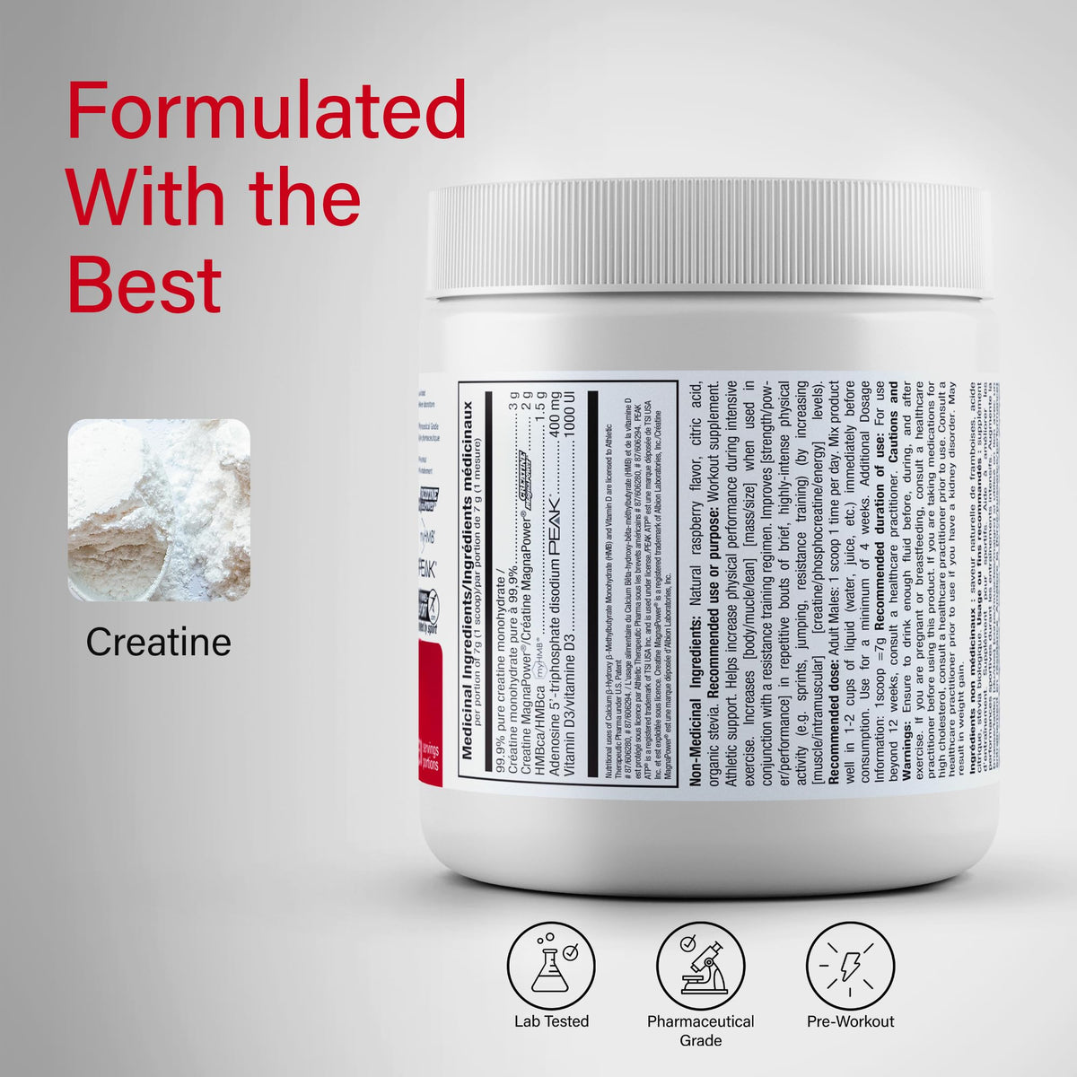 atplab Myoprime Creatine Monohydrate, Workout Supplement, Raspberry, 210g