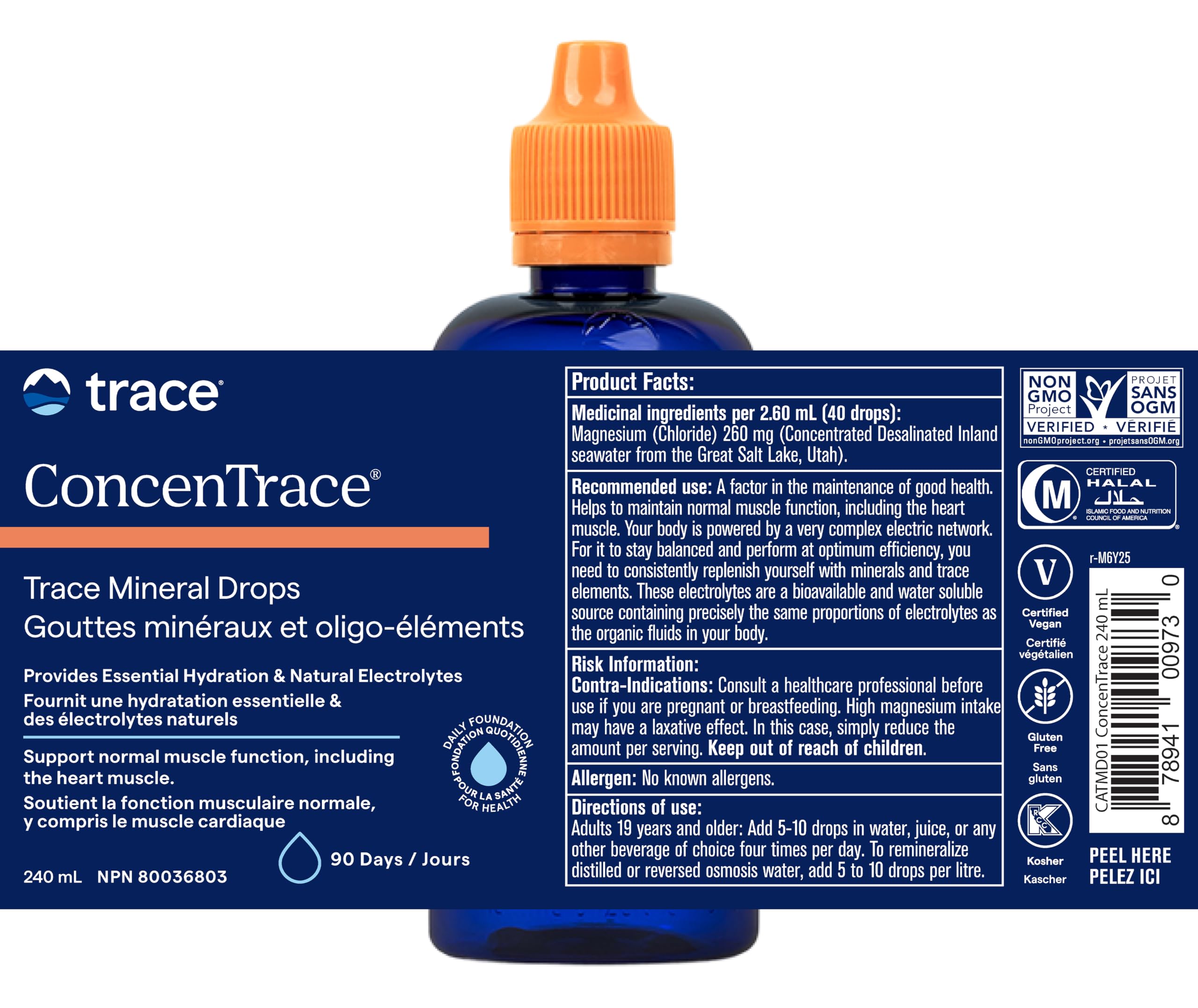 Trace Minerals ConcenTrace Drops | 240 ML, 96 Day Supply | Full Spectrum Minerals | Ionic Liquid Magnesium, Chloride, Potassium | Low Sodium | Energy, Electrolytes, Hydration