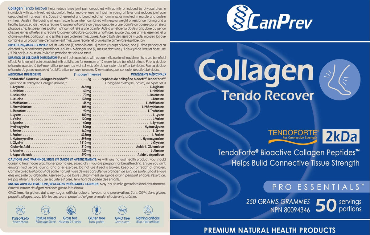 CanPrev Collagen Tendo Recover, 5g per Scoop, Unflavoured, 50 Servings