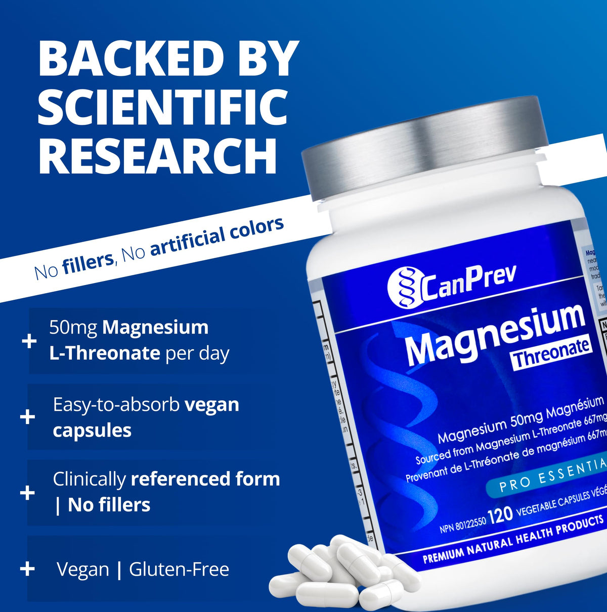 CanPrev Magnesium Threonate, Non GMO, 120 Capsules, 120 Day Supply