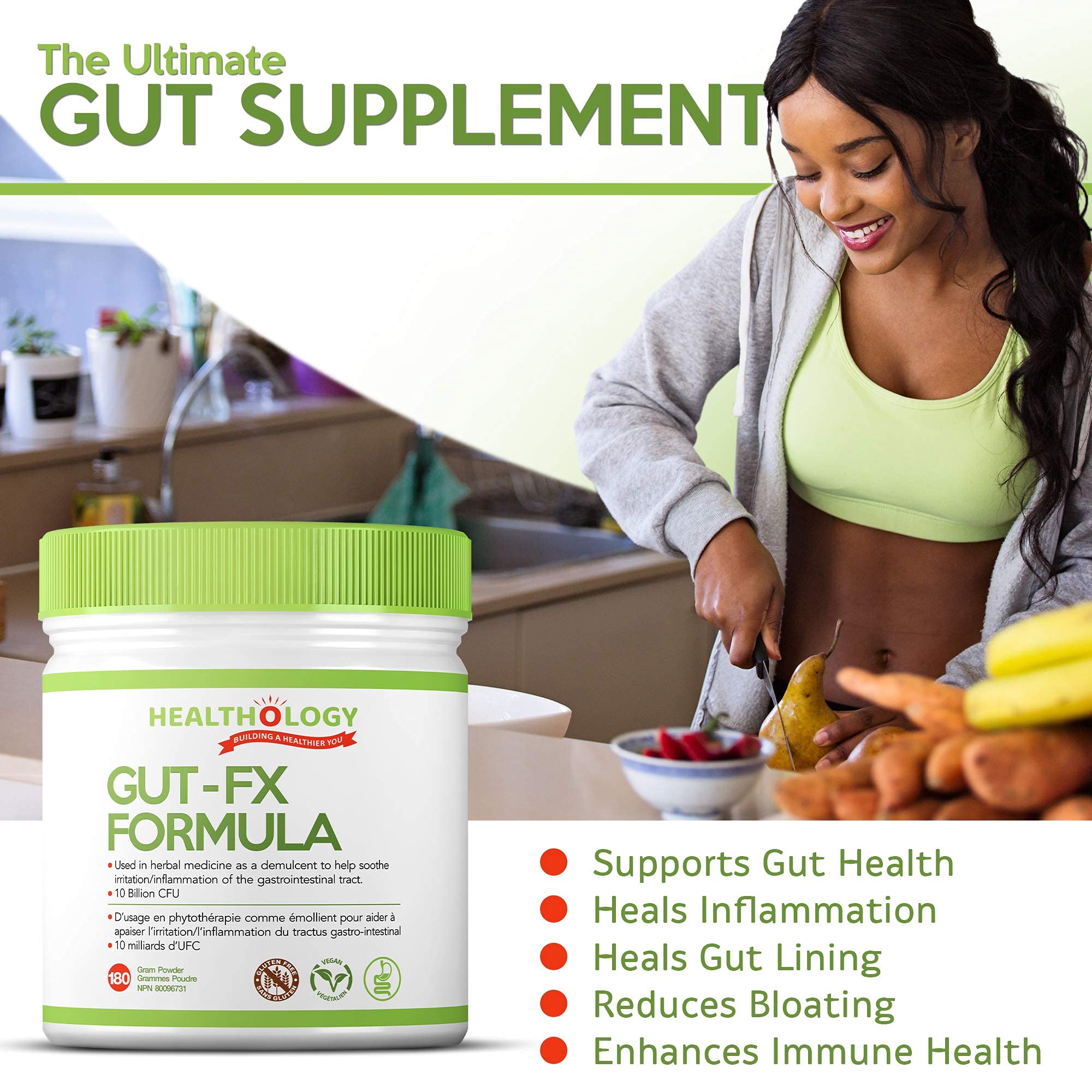 Healthology Gut-FX Formula – Gut Lining Repair & Digestive Support – Helps IBS, Leaky Gut & Bloating – 180 g Powder – Non-GMO, Gluten-Free