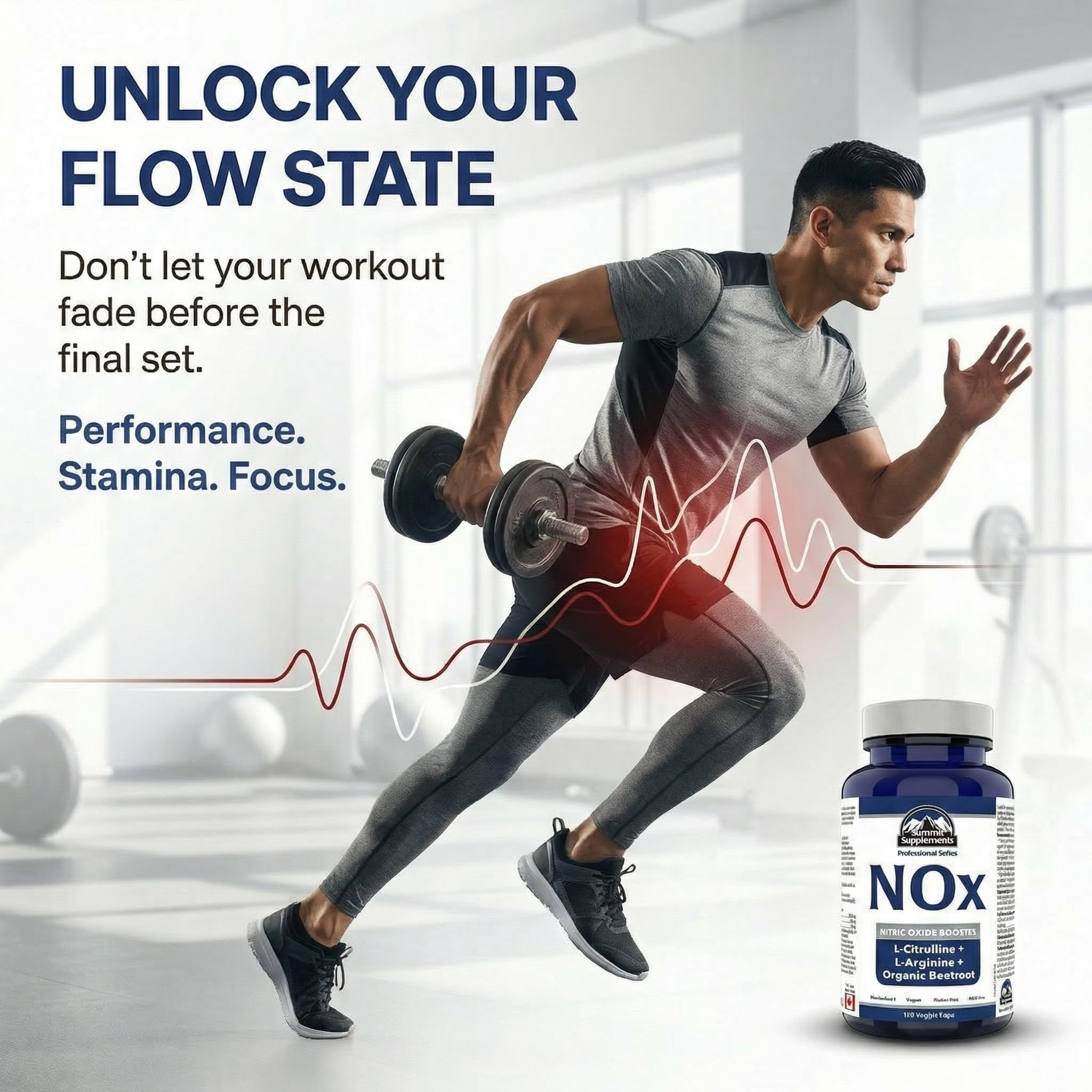 Summit Supplements NOX Nitric Oxide Booster, 120 Veggie Caps, L-Arginine, L-Citrulline & Organic Beetroot, Pre-Workout Pump & Endurance, Vegan, Non-GMO