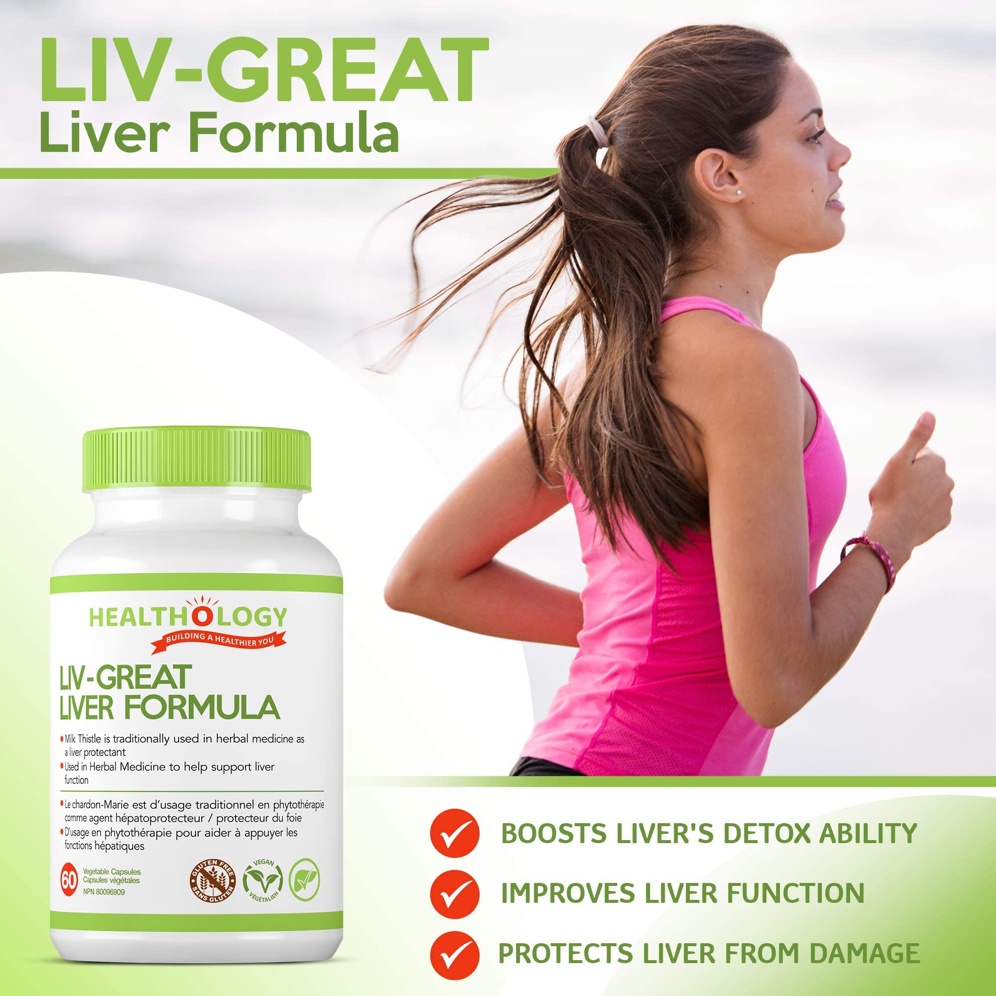 Healthology Liv-Great Liver Formula – Liver Detox & Protection Support – Phase 1 & 2 Detox, Antioxidant Liver Health – 60 Capsules – Gluten Free, Vegan, Non-GMO