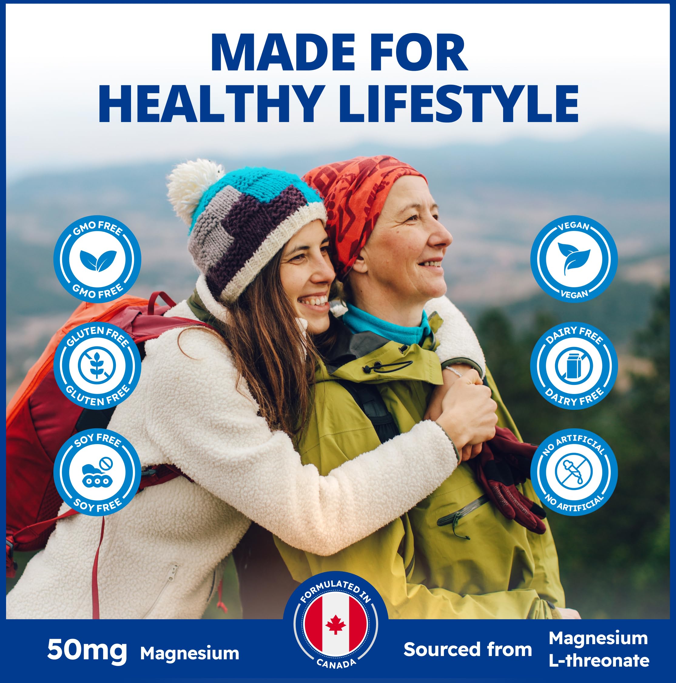 CanPrev Magnesium L-Threonate 50mg, 120 Capsules 120-Day Supply - Optimal Absorption Formula for Improve Sleep, Muscle Function, Maintain Healthy Electrolyte Balance - Vegan, Non-GMO and Gluten-Free