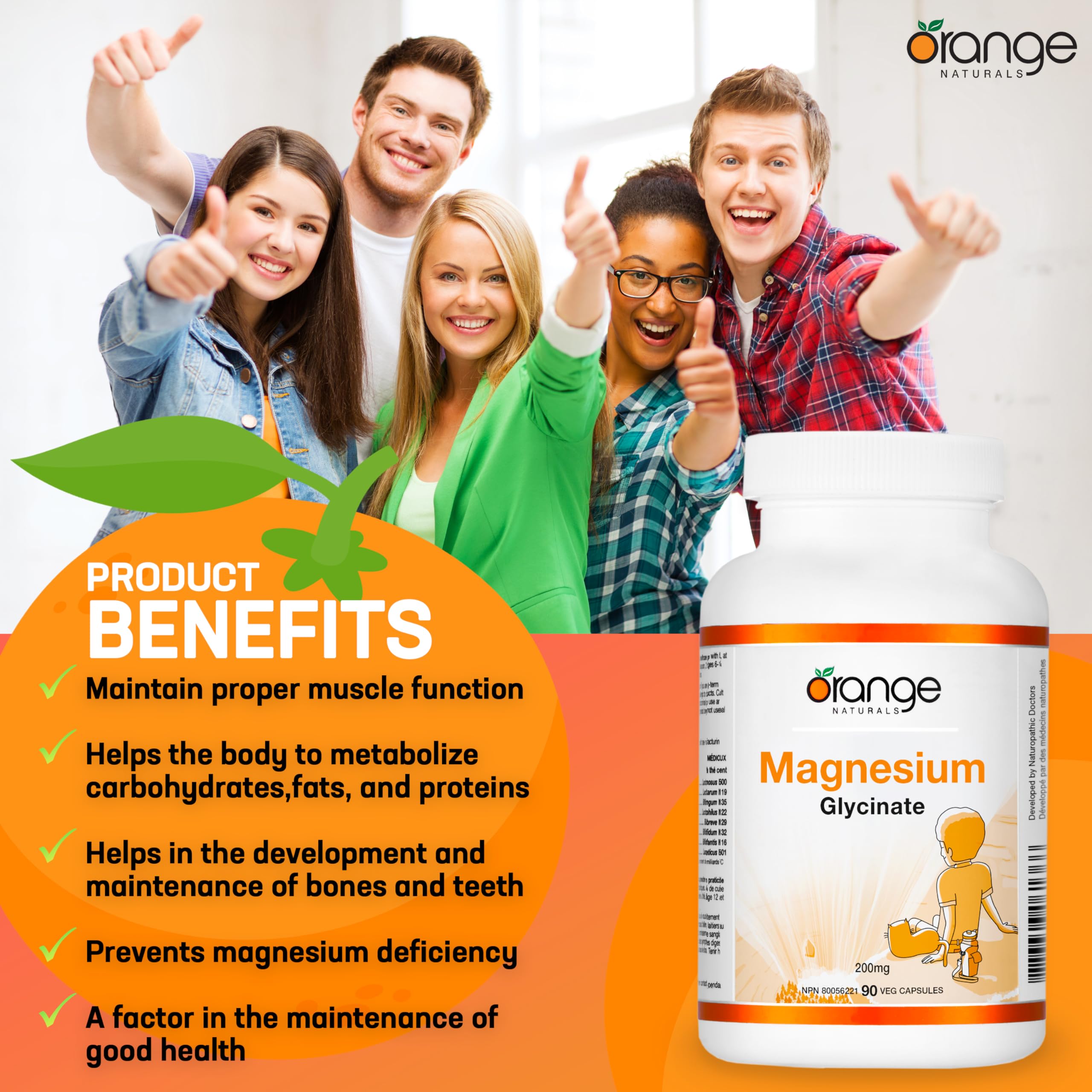 Orange Naturals Magnésium Glycinate 200mg