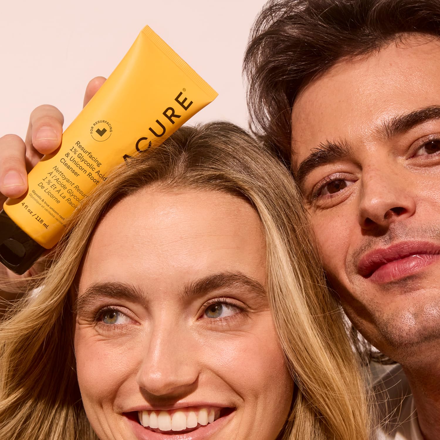 Acure Resurfacing 1% Glycolic Acid & Unicorn Root Cleanser - Exfoliating Face Wash, Glycolic Acid Cleanser for Face, Brightening Anti Aging Cream to Foam Facial Cleanser, Sulfate Free, Vegan