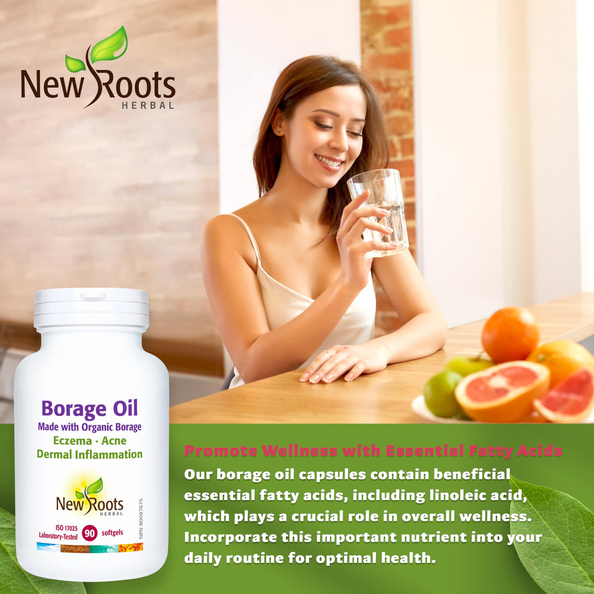 New Roots Herbal Certified Borage Oil, 264mg GLA, 90 Softgels