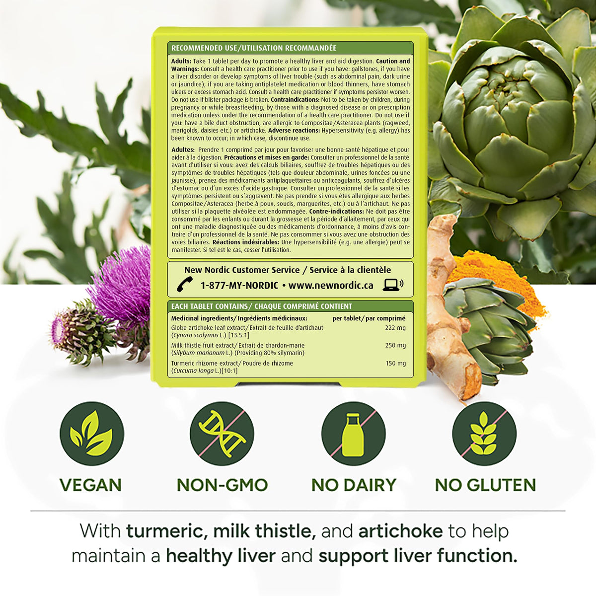 New Nordic Active Liver Vegan Tablets, Plant-Based Liver Support with Milk Thistle, Artichoke & Turmeric for Enhanced Daily Vitality