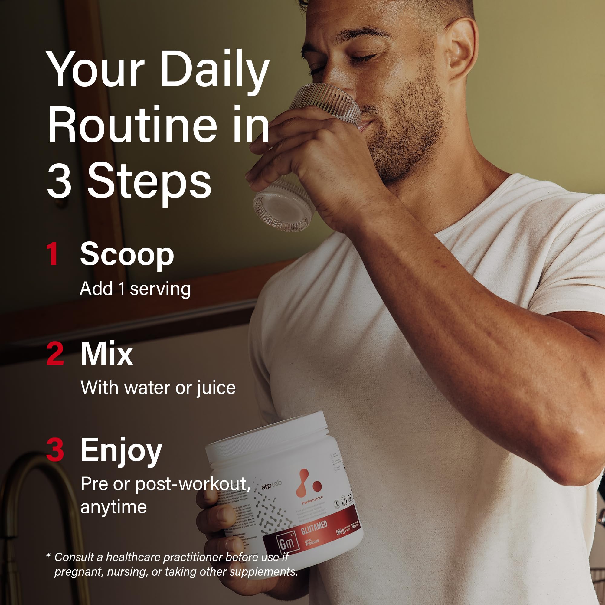 ATP LAB Glycine Powder with L-Glutamine, 500g 100-Servings - Pharmaceutical-Grade Pure Organic Amino Acid Blend - 3g Glycine Per Serving