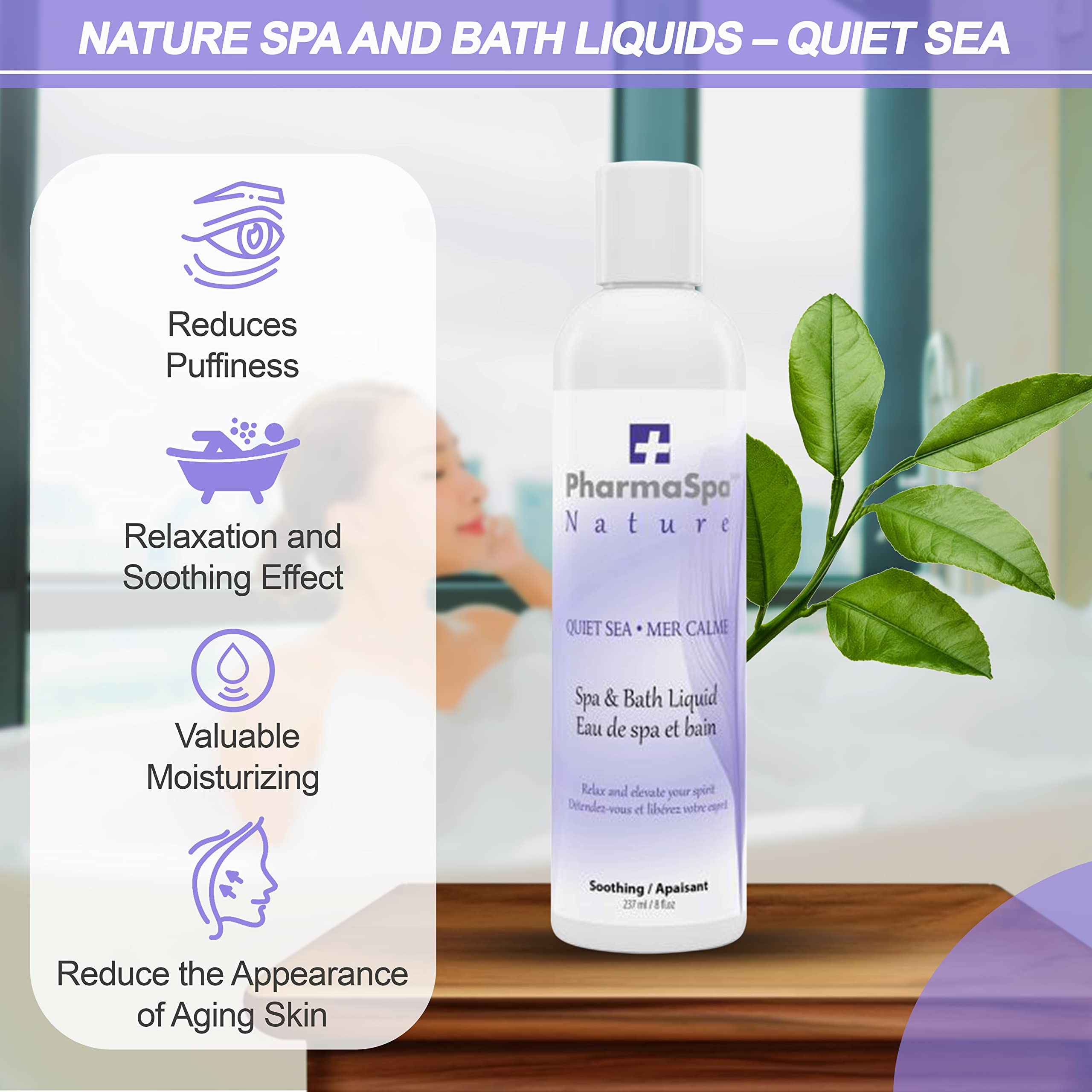 Pharmaspa Nature : Liquide pour spa et bain avec extraits entièrement naturels - 237 g/8 fl oz – Liquide d'aromathérapie pour spa – Sans gluten, sans parabènes, non testé sur les animaux