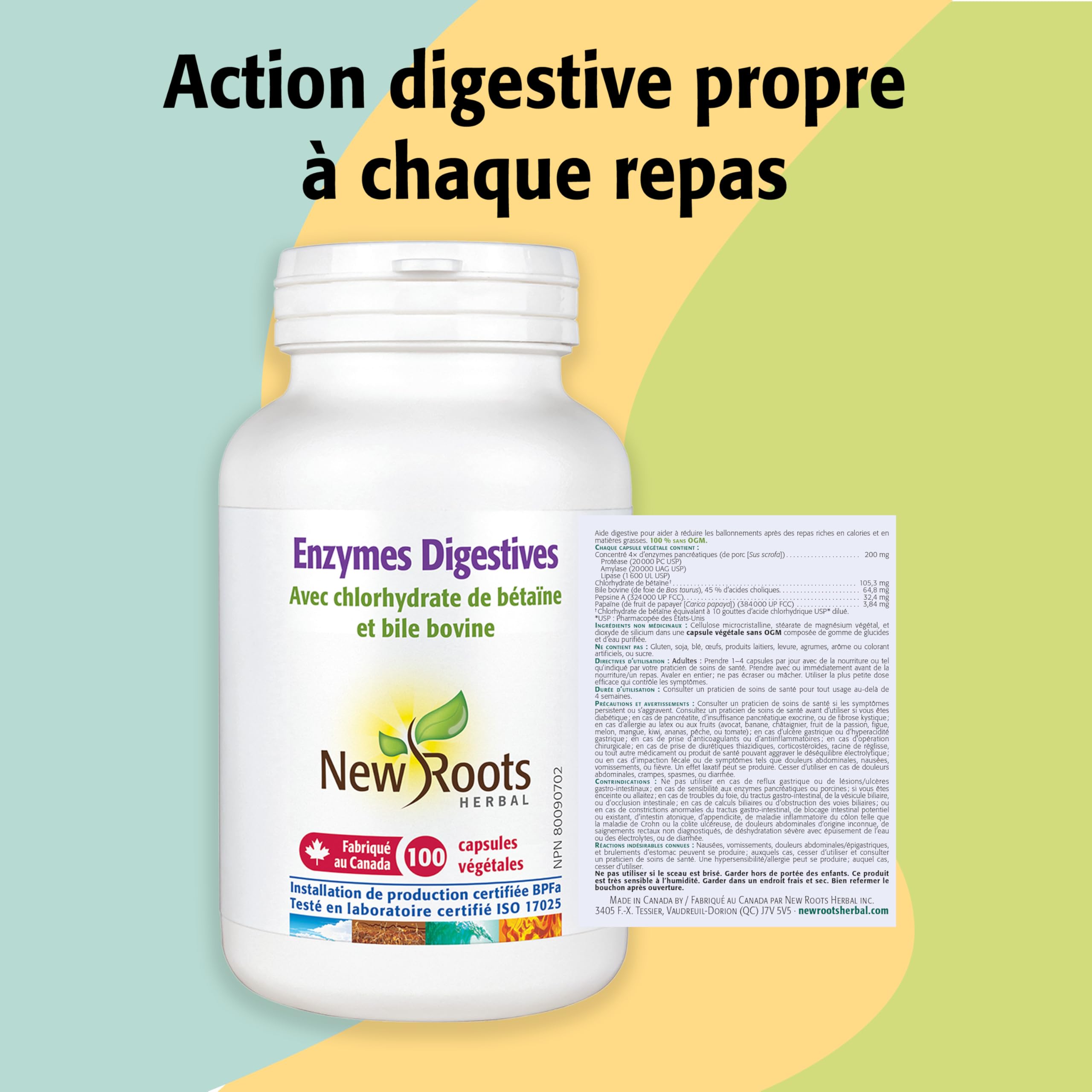New Roots Herbal | Digestive Enzymes with HCL, Complete Digestive Support Supplement for Men & Women, with Papaya & Lipase Enzymes for Pancreatic Function Aid (100 Veg Capsules)