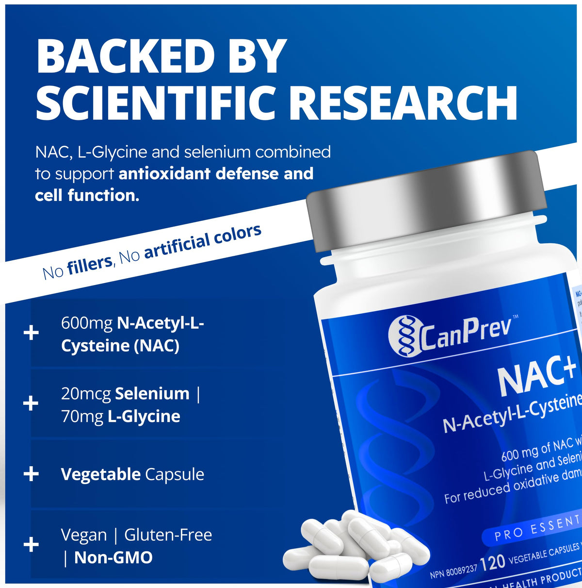 CanPrev NAC Supplement, N Acetyl Cysteine, NAC 600mg, 120 Vegan Capsules