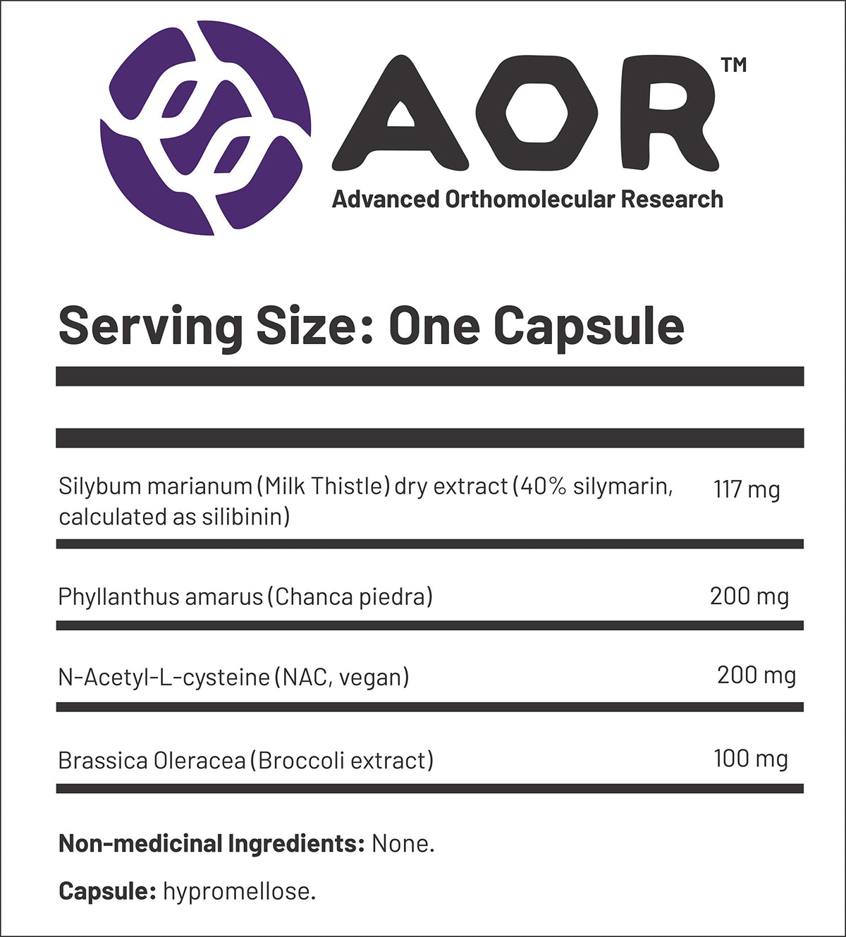AOR Liver Support Supplement, Milk Thistle 40% Silymarin, NAC, 180 Capsules