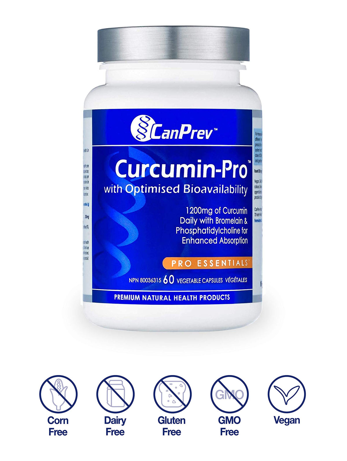 CanPrev Curcumin Pro Turmeric Curcumin Supplements, 1200 mg, 60 Capsules