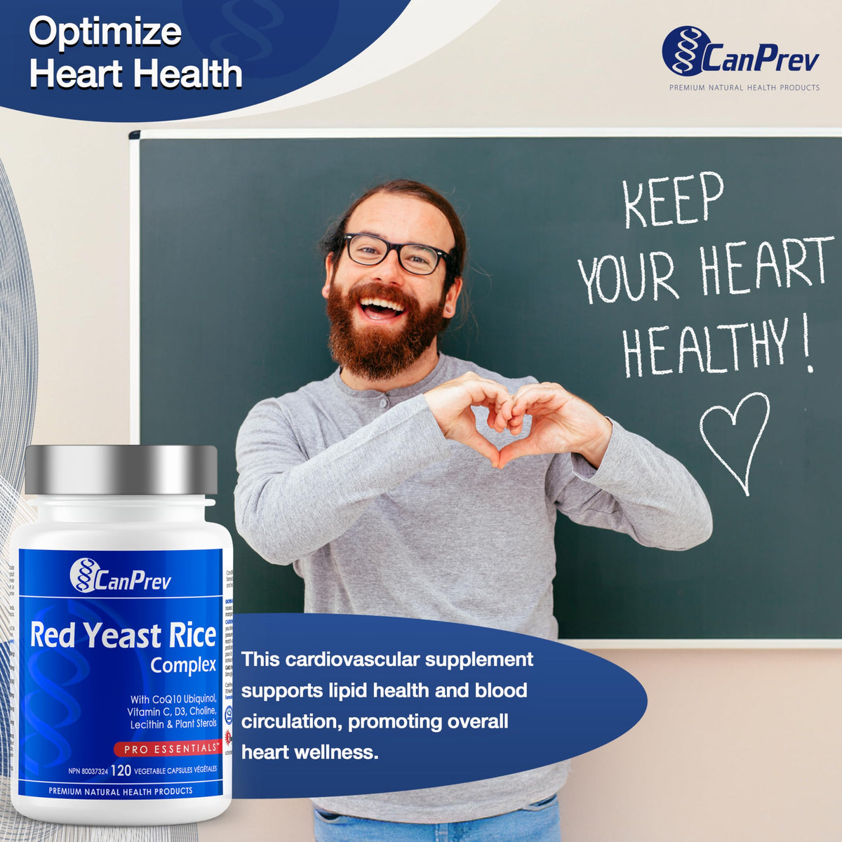 CanPrev Red Yeast Rice, CoQ10 Ubiquinol, Vitamin C, 120 Caps, 60-Day Supply