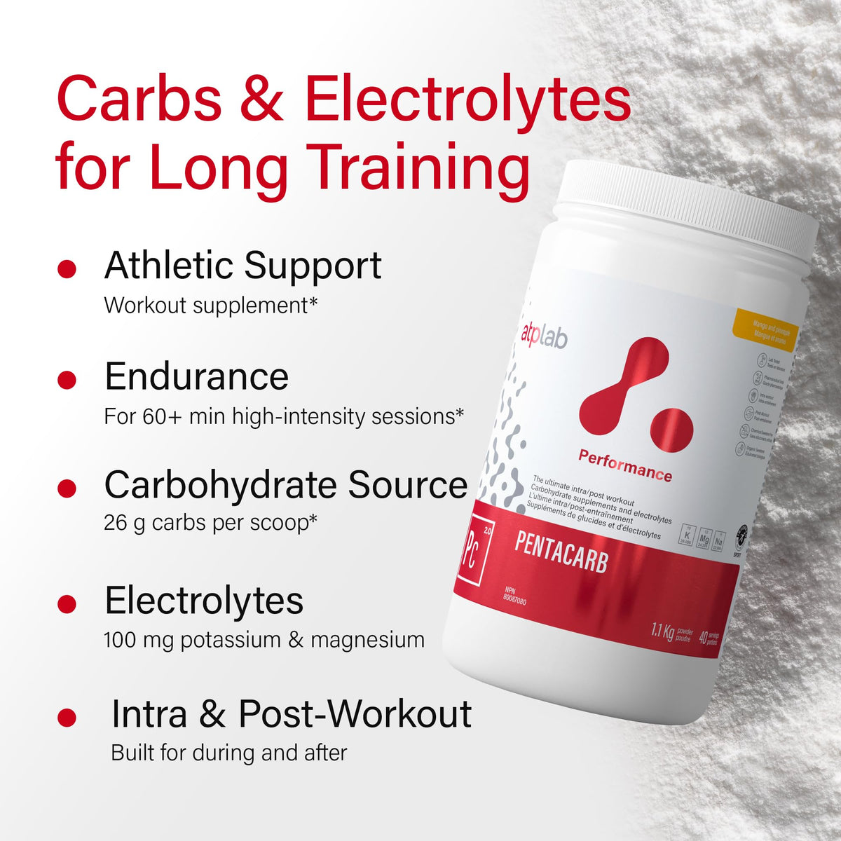 atplab Pentacarb Carbohydrate & Electrolyte Powder, Mango & Pineapple, 1 kg