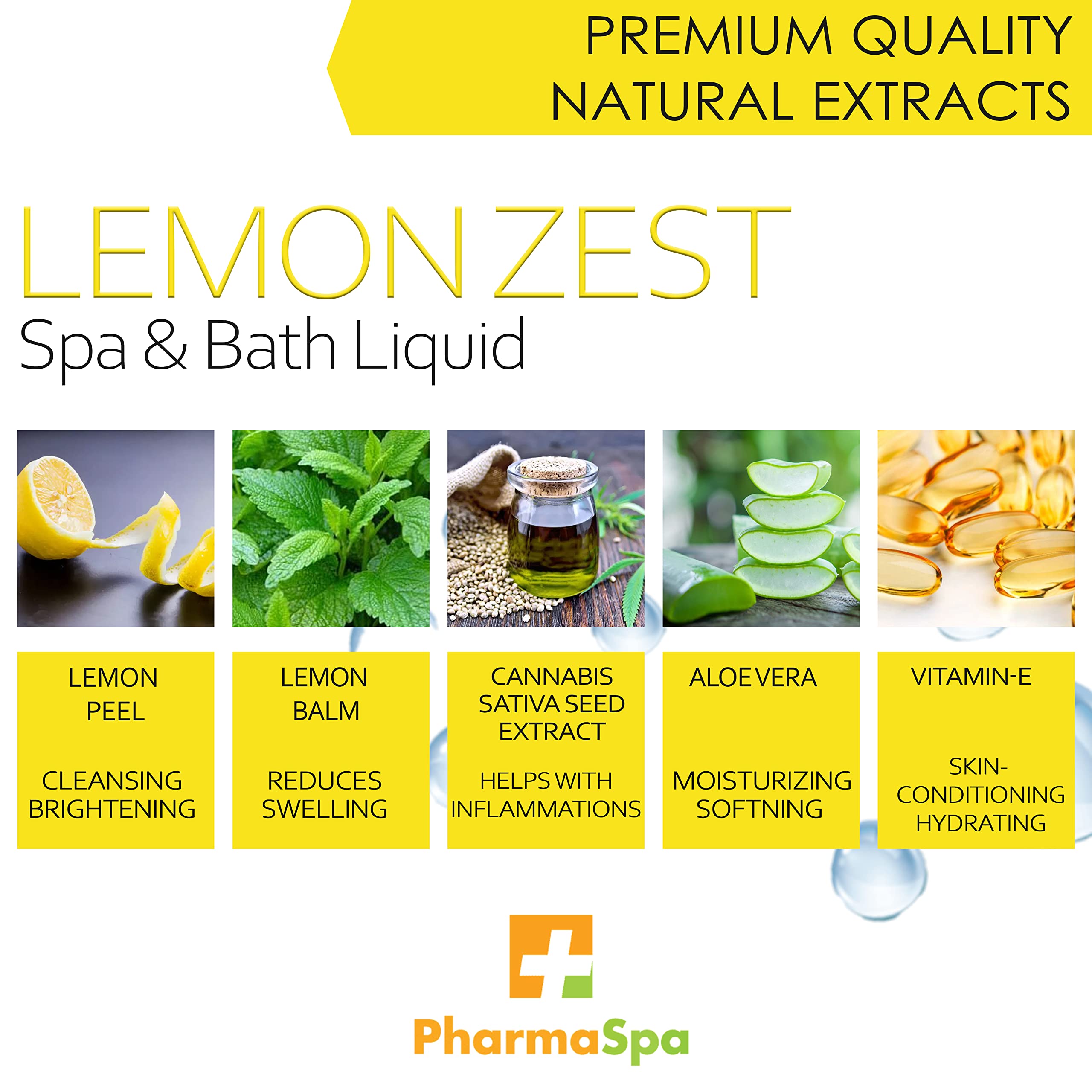 Liquide pour Spa et Bain aux Graines de Chanvre et Extraits Entièrement Naturels – 237 ml/8 fl oz – Liquide d'Aromathérapie pour Baignoire Spa – Sans Gluten, Sans Parabènes, Non Testé sur les Animaux