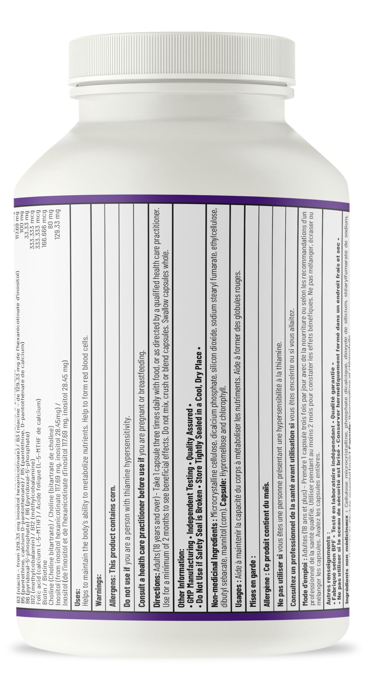 AOR Advanced Vitamin B Complex, Active Forms, Gluten Free, 180 Capsules