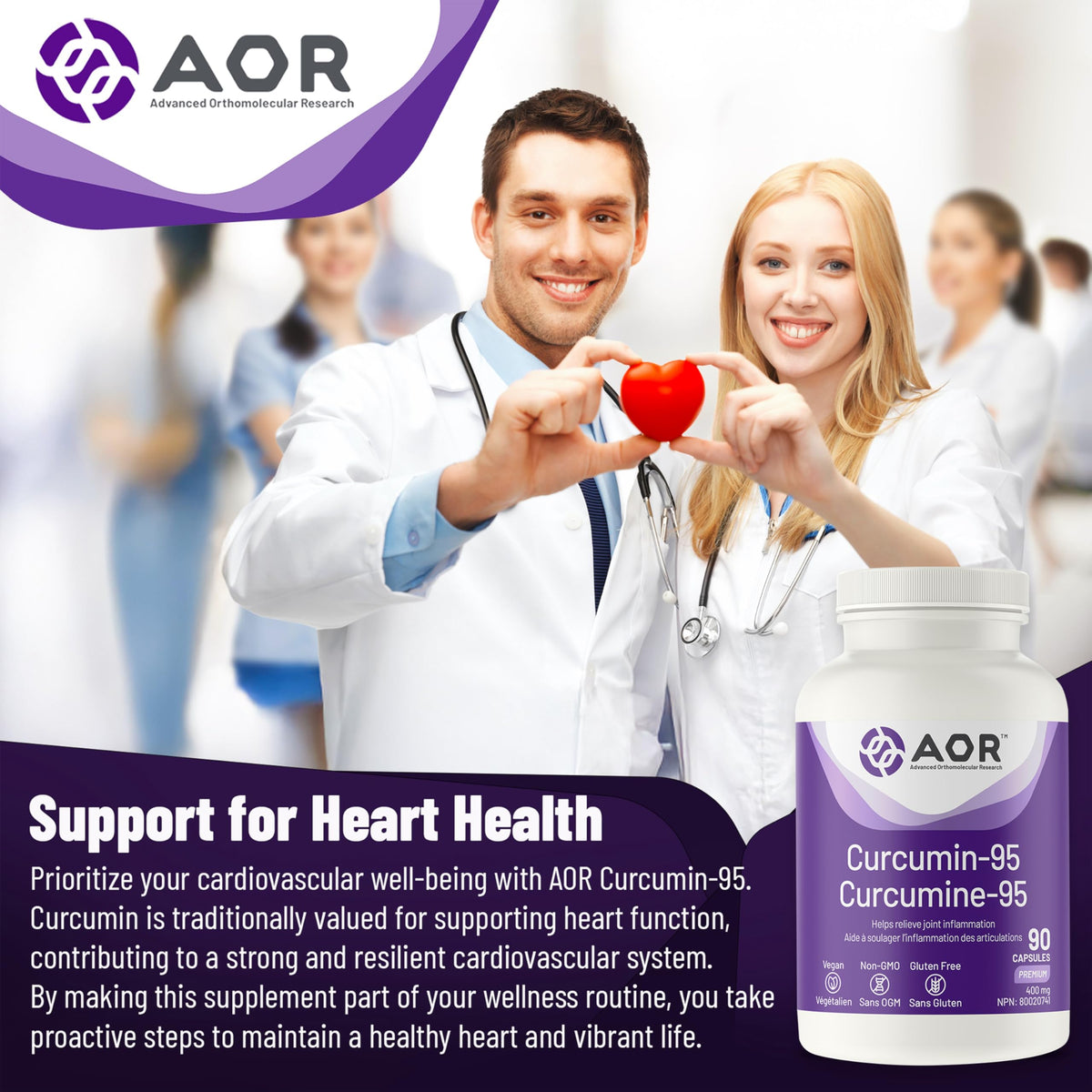 AOR Curcumin 95 Turmeric Capsules, 95% Curcuminoids, 90 Pack, 30 Day Supply